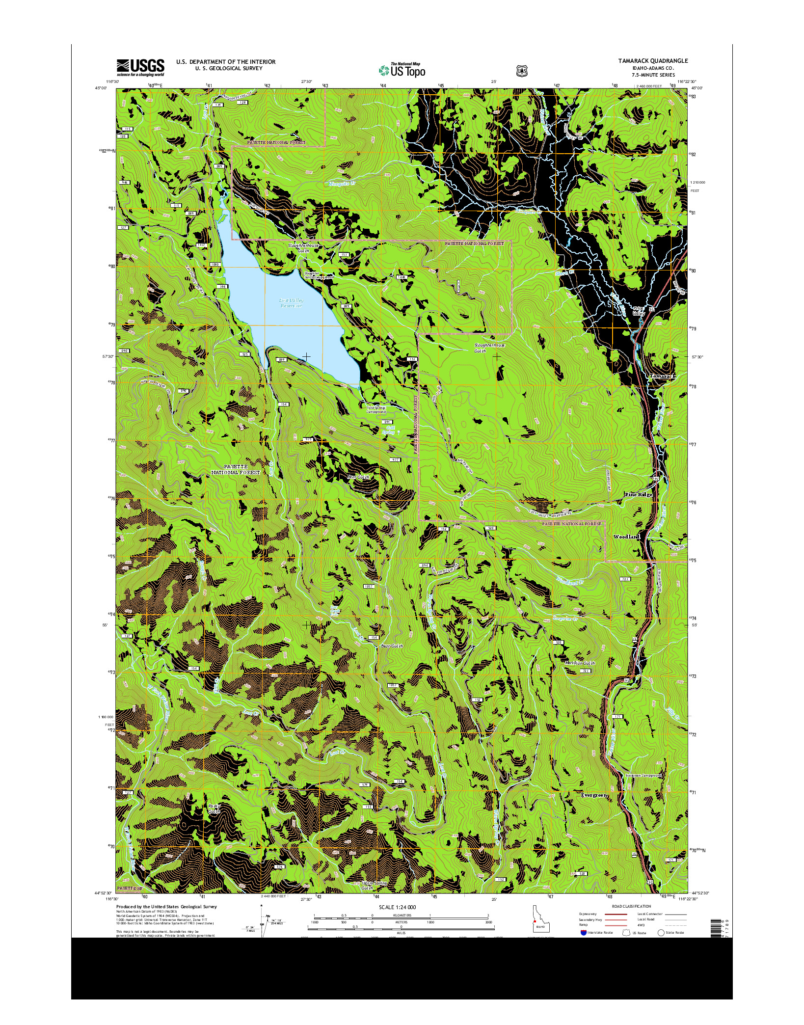 USGS US TOPO 7.5-MINUTE MAP FOR TAMARACK, ID 2013