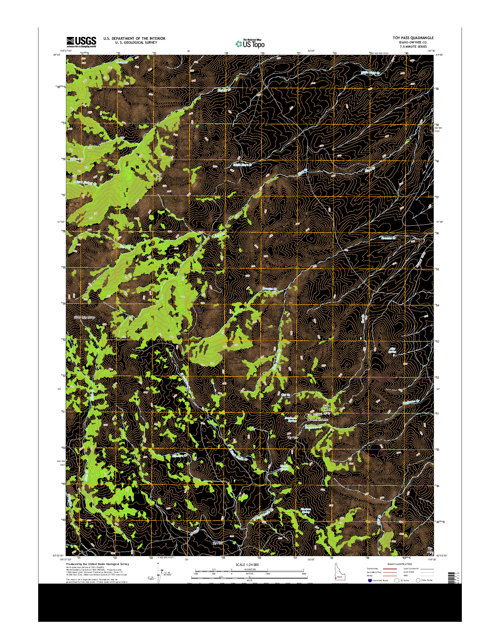 USGS US TOPO 7.5-MINUTE MAP FOR TOY PASS, ID 2013