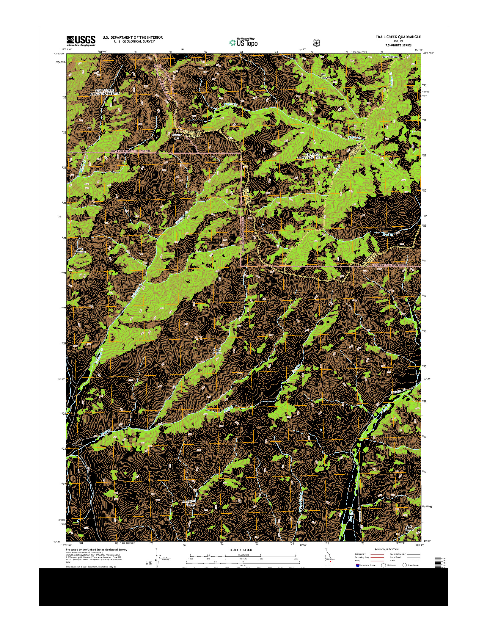 USGS US TOPO 7.5-MINUTE MAP FOR TRAIL CREEK, ID 2013