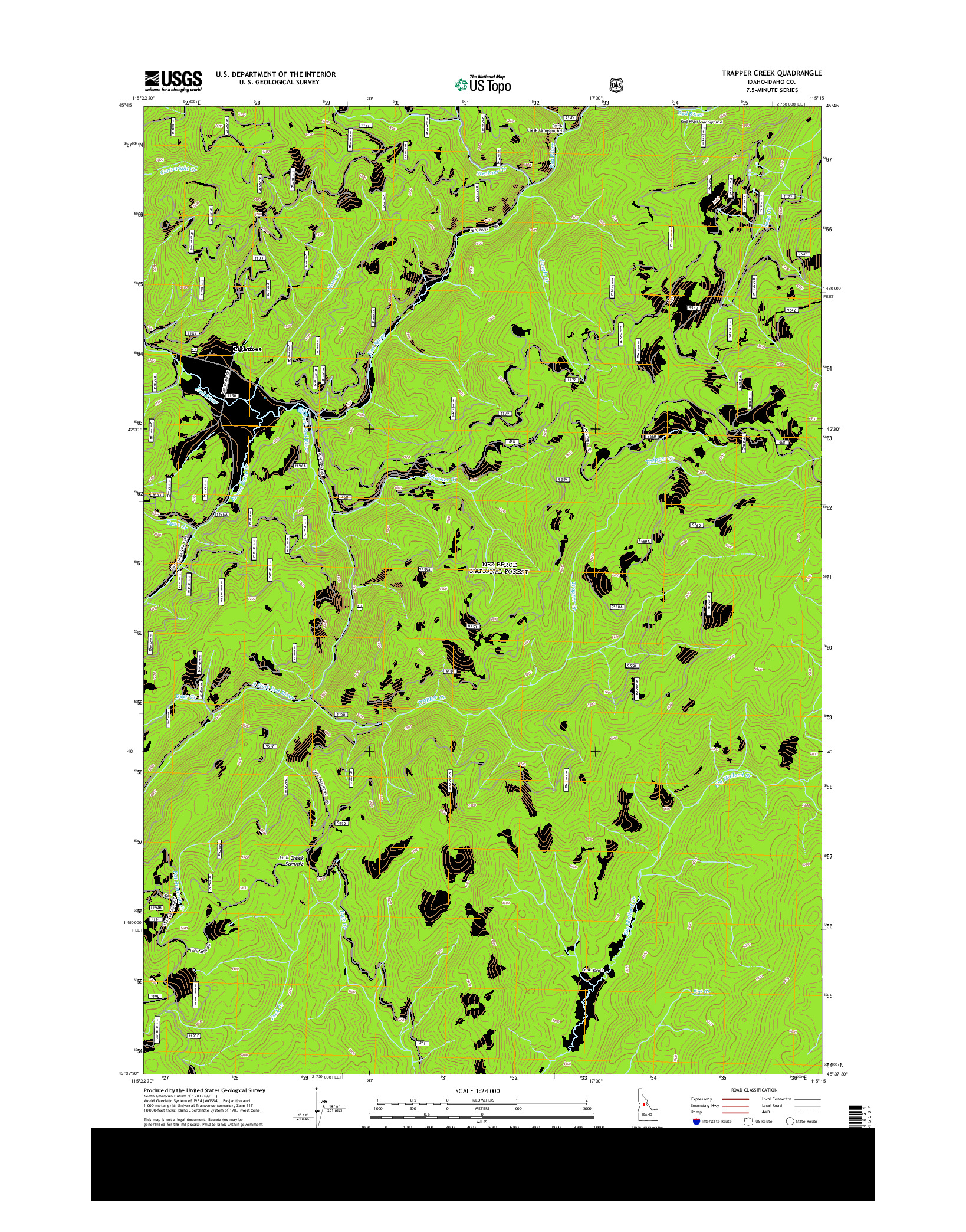 USGS US TOPO 7.5-MINUTE MAP FOR TRAPPER CREEK, ID 2013