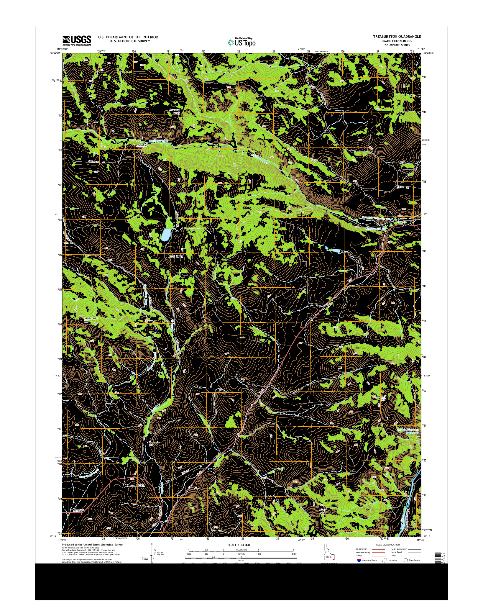 USGS US TOPO 7.5-MINUTE MAP FOR TREASURETON, ID 2013