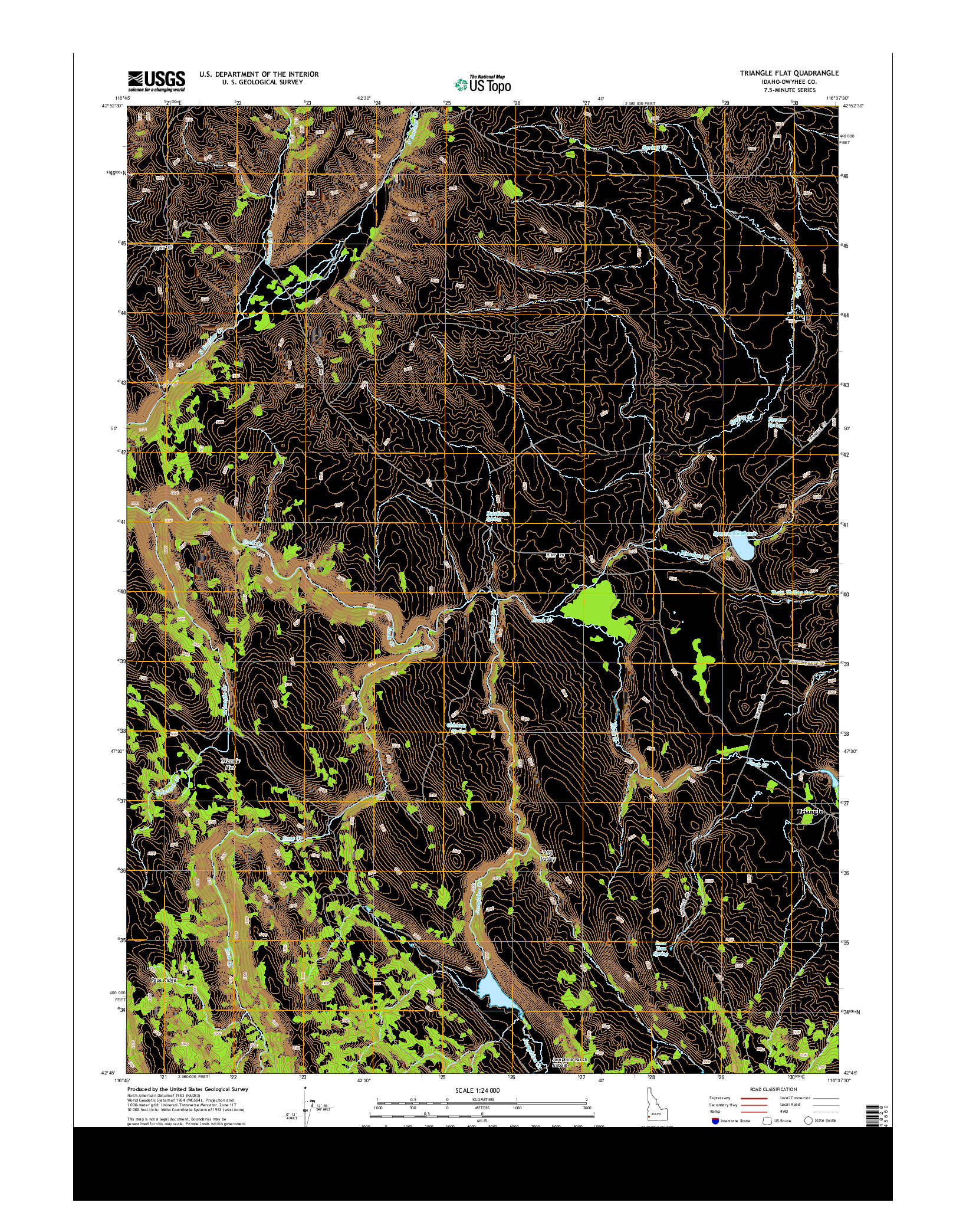 USGS US TOPO 7.5-MINUTE MAP FOR TRIANGLE FLAT, ID 2013