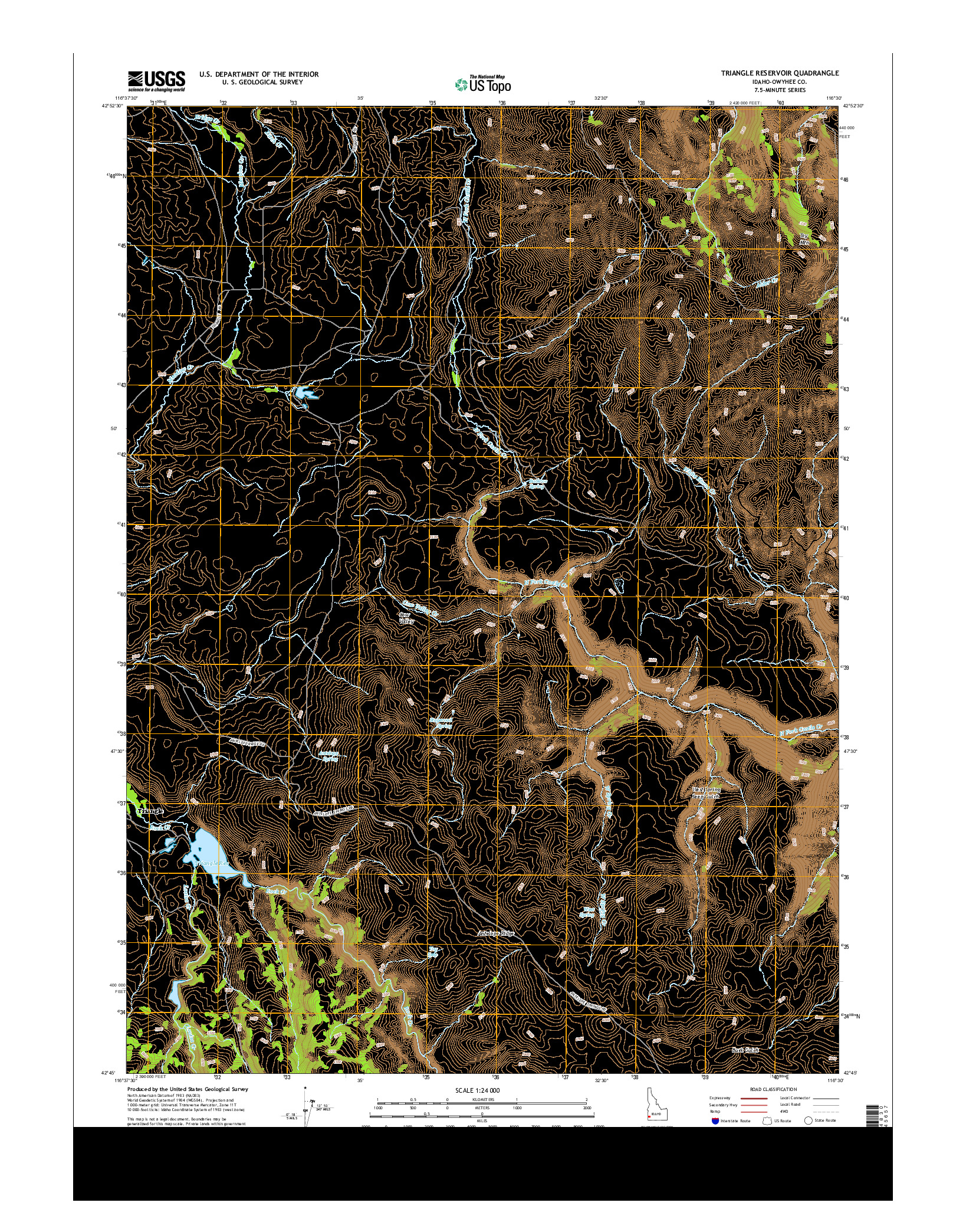 USGS US TOPO 7.5-MINUTE MAP FOR TRIANGLE RESERVOIR, ID 2013
