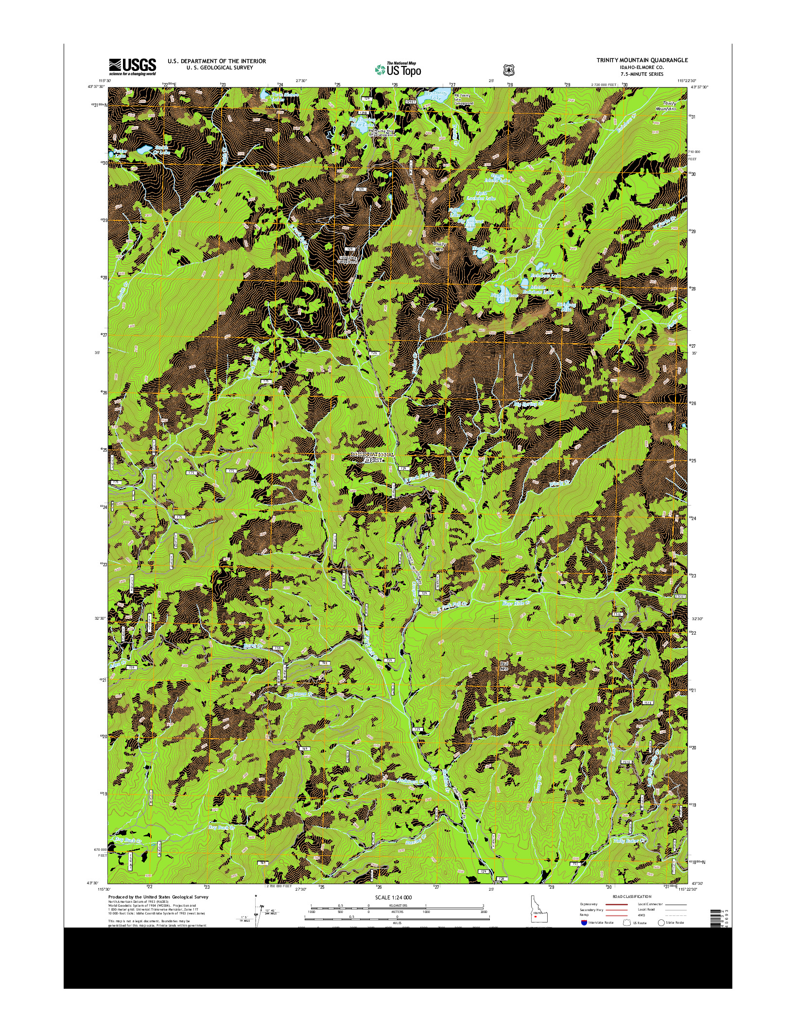 USGS US TOPO 7.5-MINUTE MAP FOR TRINITY MOUNTAIN, ID 2013