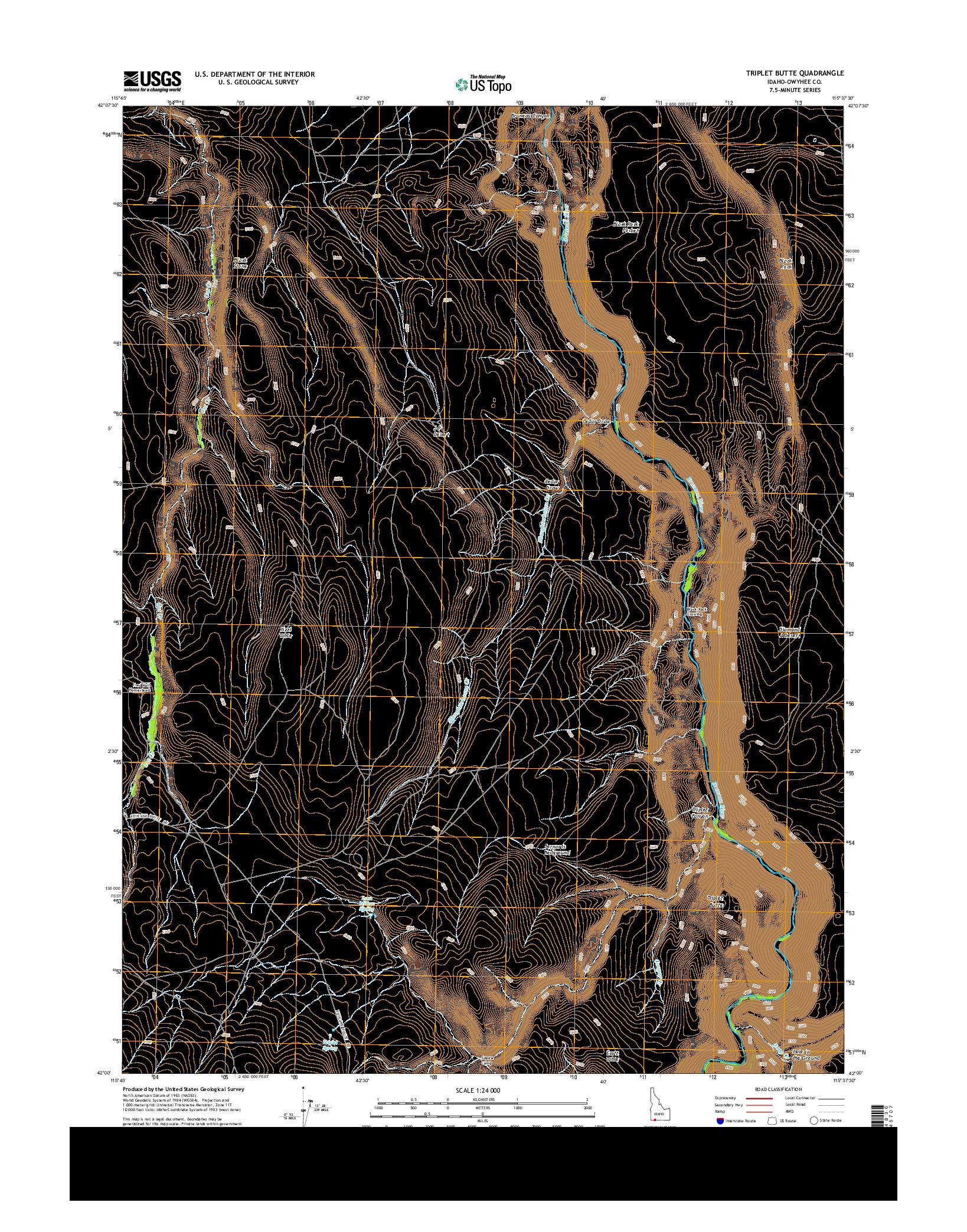 USGS US TOPO 7.5-MINUTE MAP FOR TRIPLET BUTTE, ID 2013