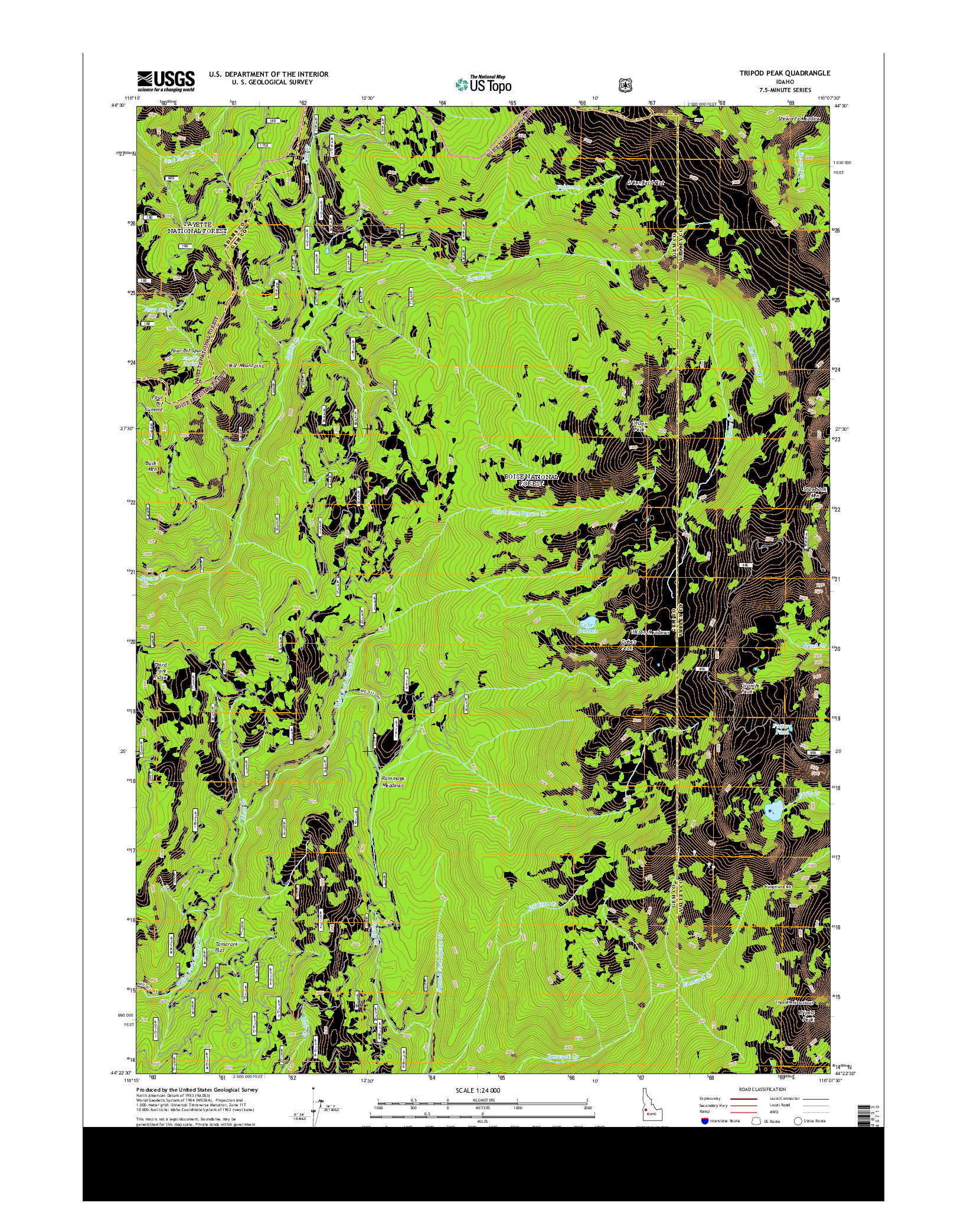 USGS US TOPO 7.5-MINUTE MAP FOR TRIPOD PEAK, ID 2013