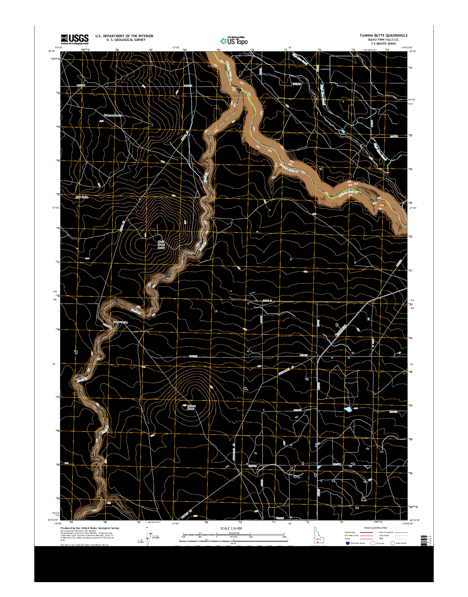 USGS US TOPO 7.5-MINUTE MAP FOR TUANNA BUTTE, ID 2013