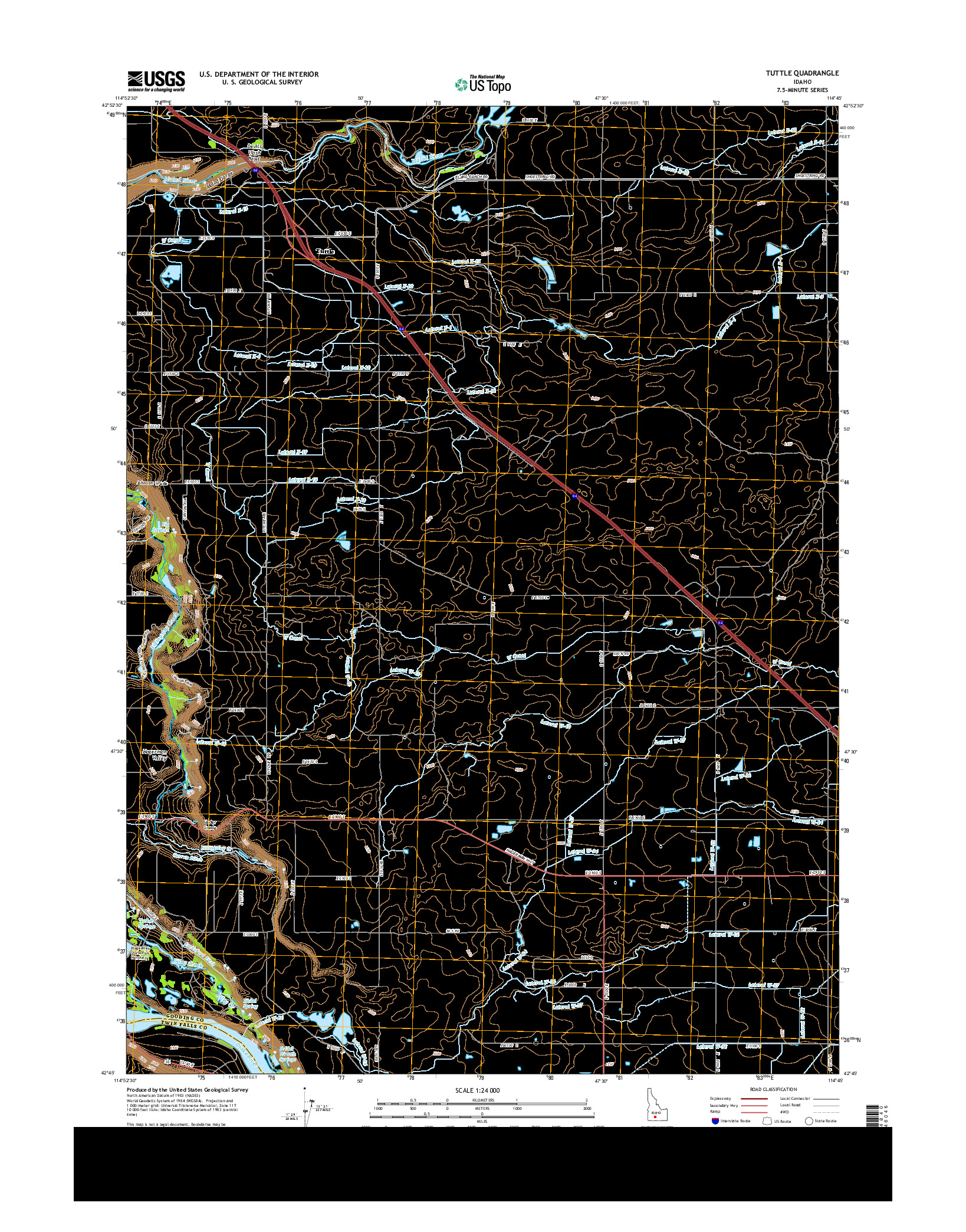USGS US TOPO 7.5-MINUTE MAP FOR TUTTLE, ID 2013