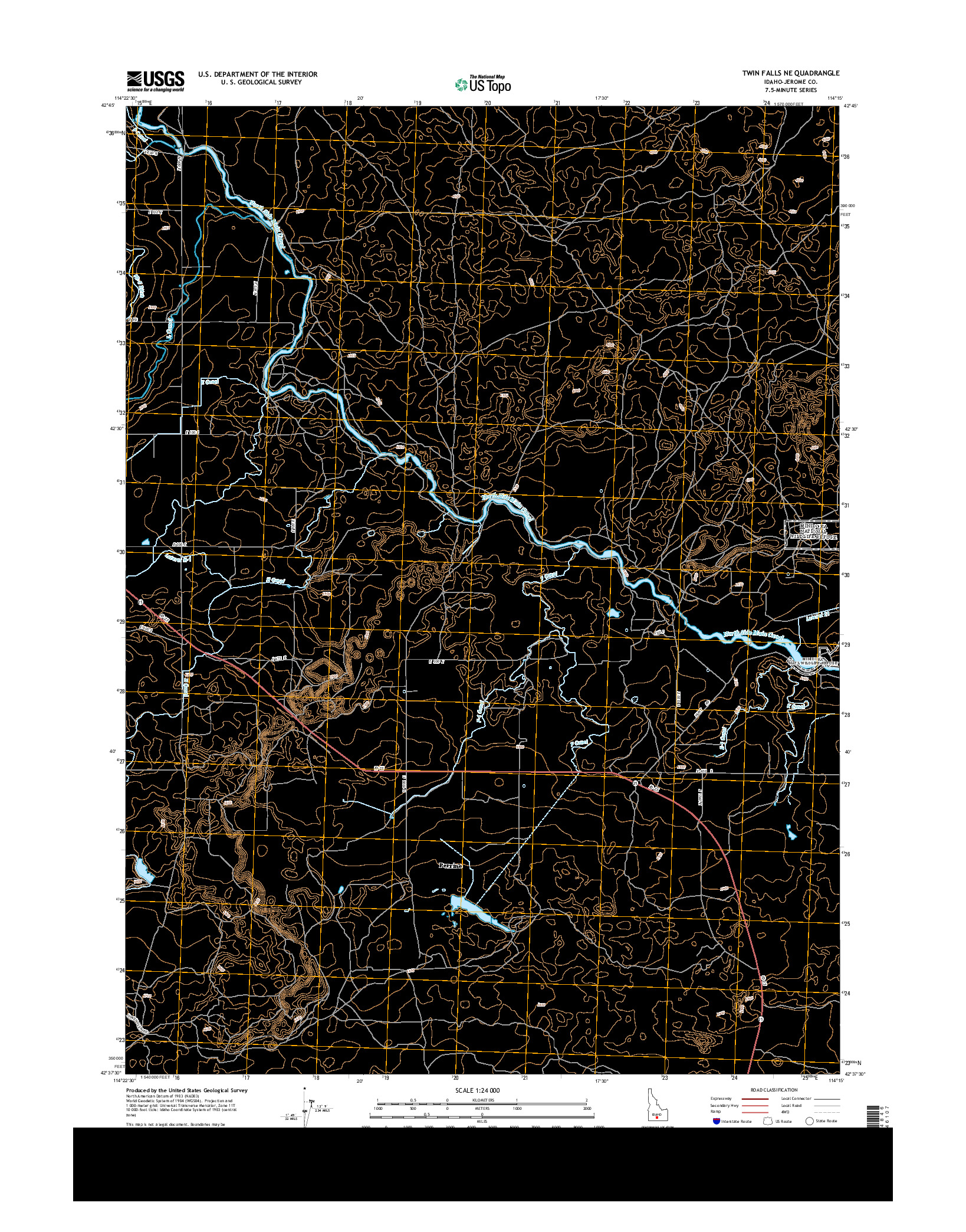 USGS US TOPO 7.5-MINUTE MAP FOR TWIN FALLS NE, ID 2013