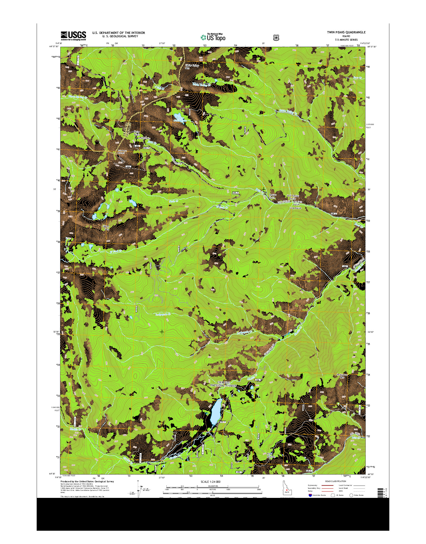 USGS US TOPO 7.5-MINUTE MAP FOR TWIN PEAKS, ID 2013