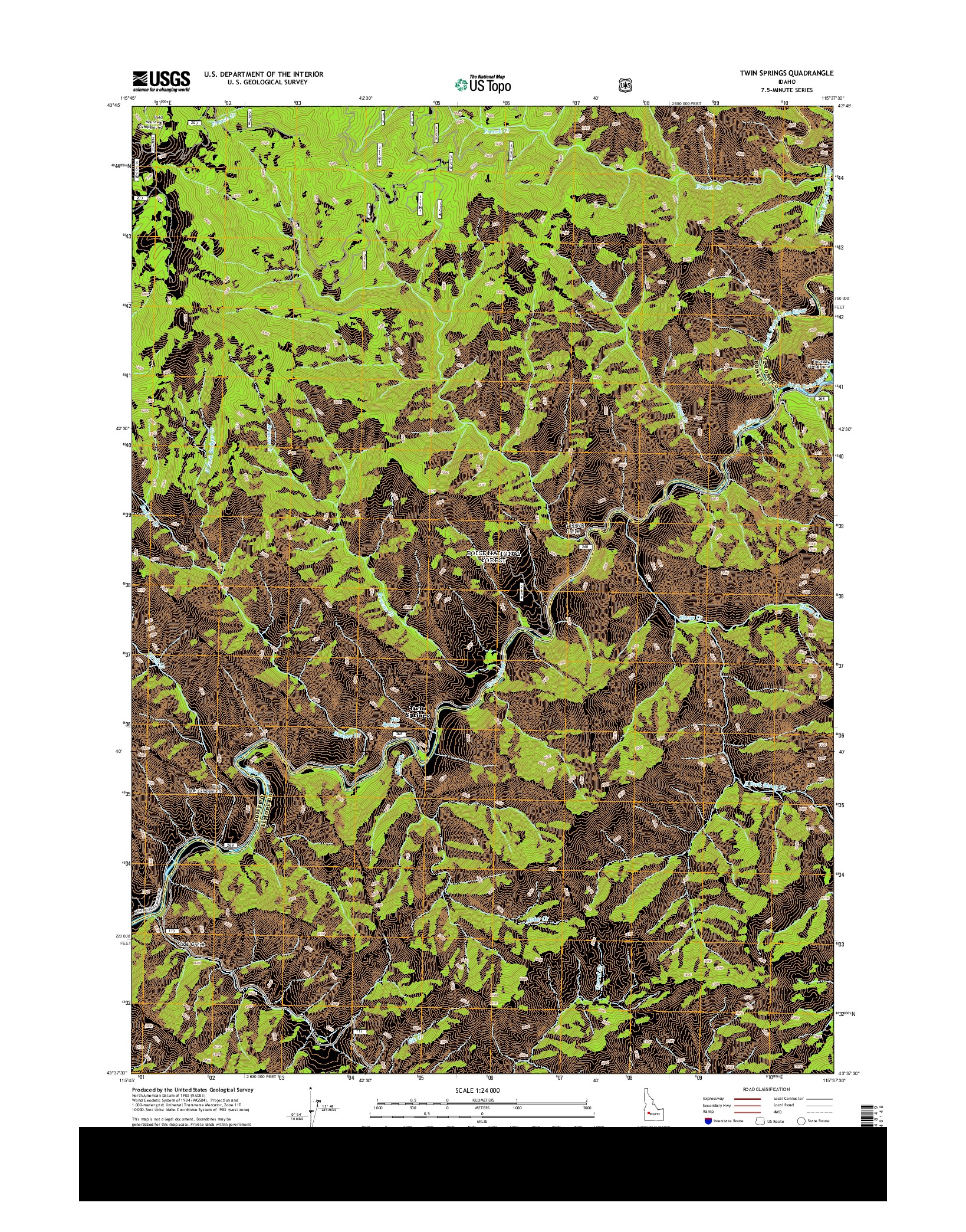 USGS US TOPO 7.5-MINUTE MAP FOR TWIN SPRINGS, ID 2013