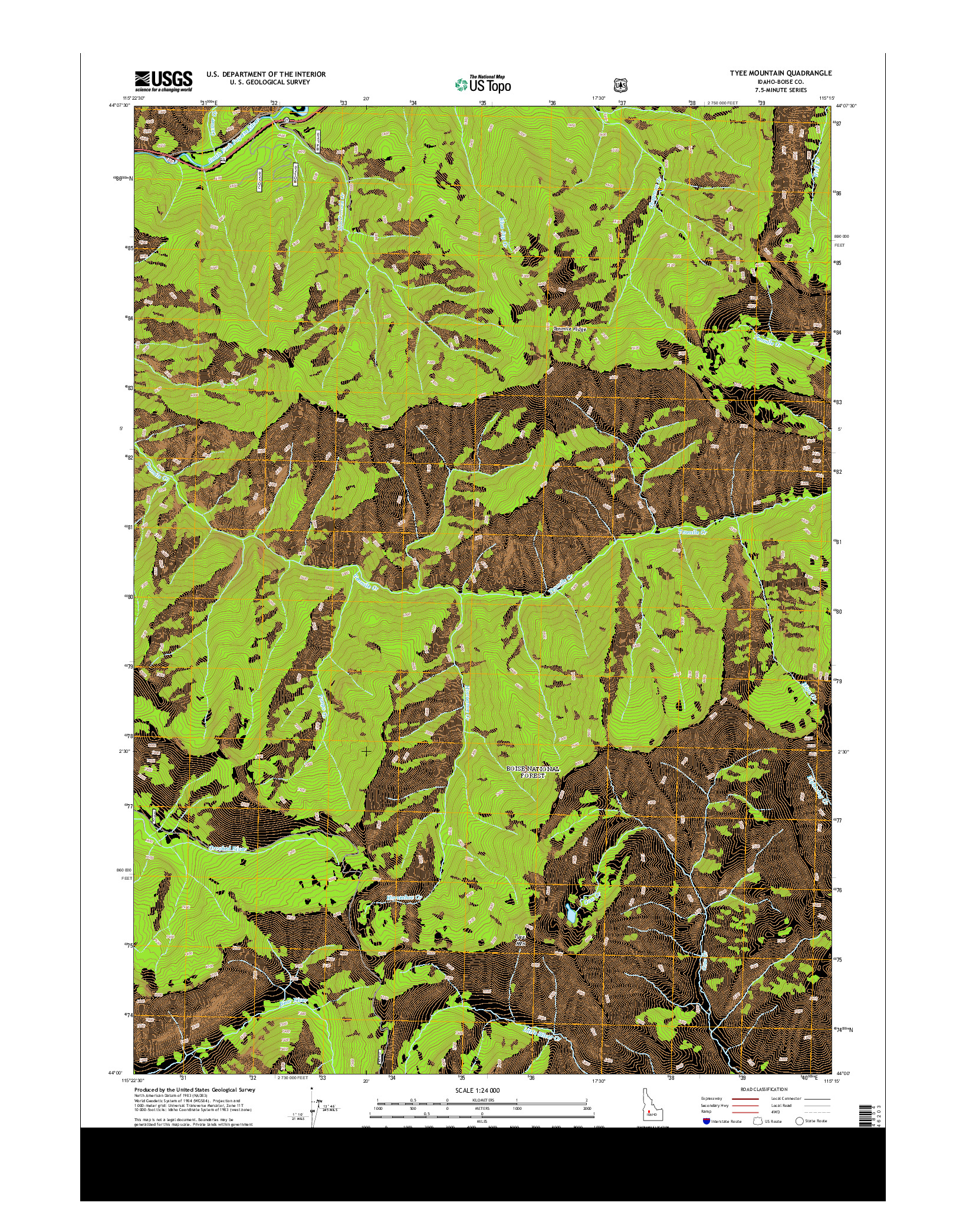 USGS US TOPO 7.5-MINUTE MAP FOR TYEE MOUNTAIN, ID 2013