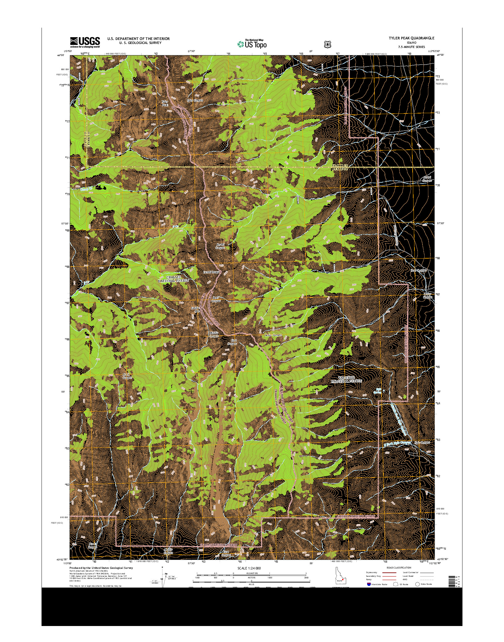 USGS US TOPO 7.5-MINUTE MAP FOR TYLER PEAK, ID 2013