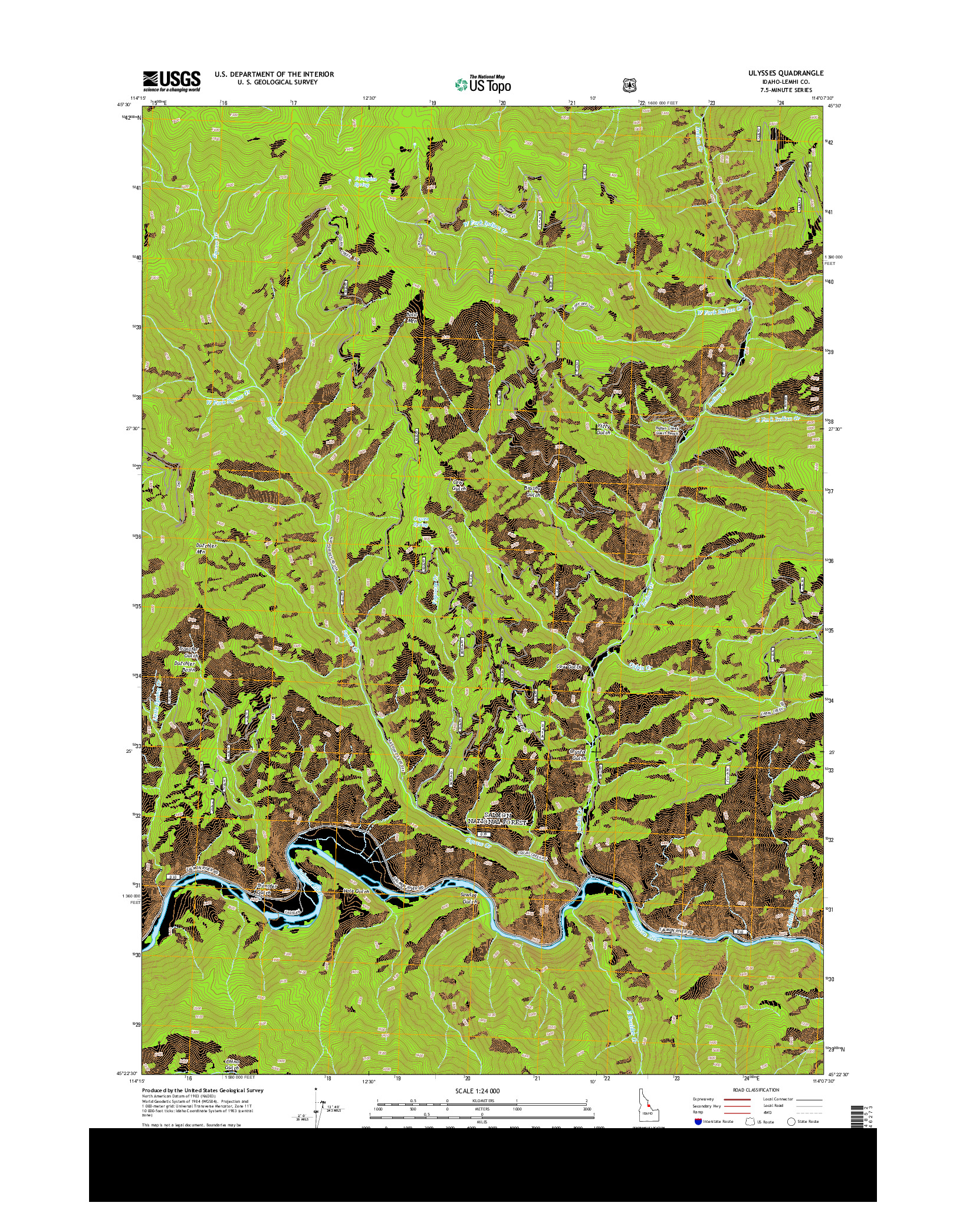 USGS US TOPO 7.5-MINUTE MAP FOR ULYSSES, ID 2013