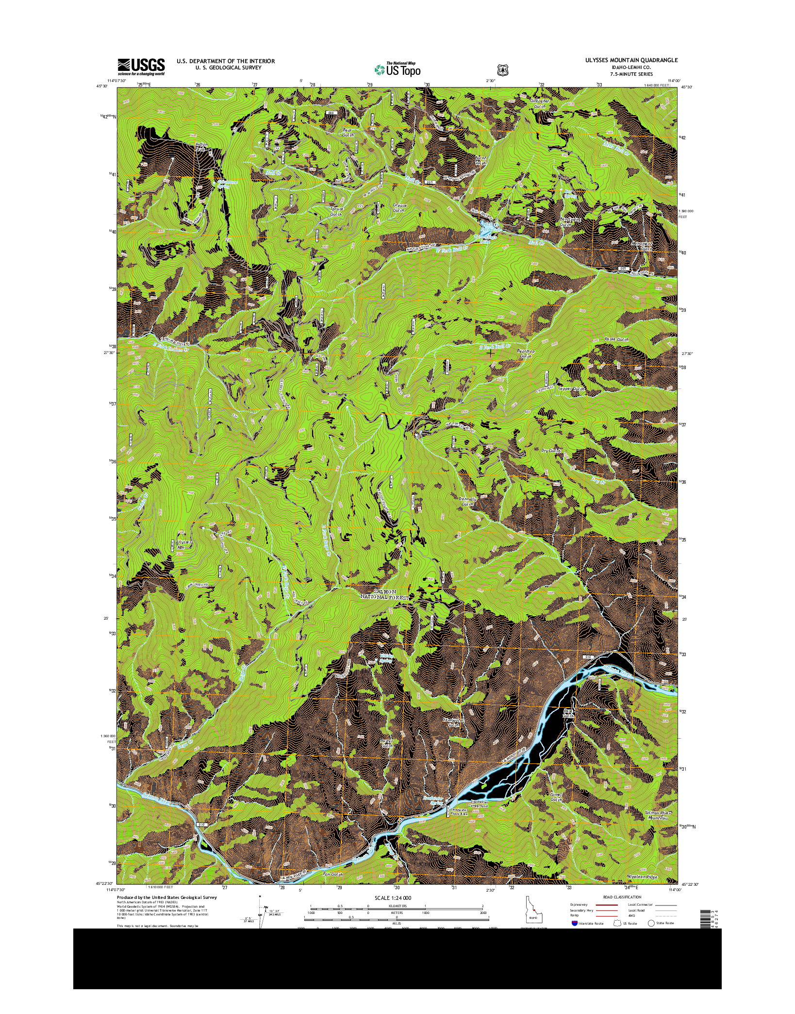 USGS US TOPO 7.5-MINUTE MAP FOR ULYSSES MOUNTAIN, ID 2013