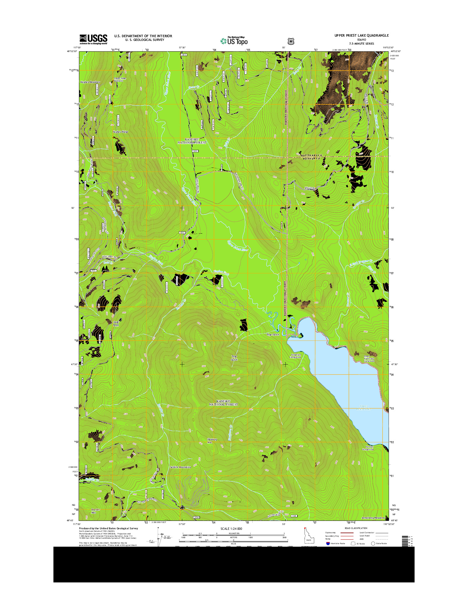 USGS US TOPO 7.5-MINUTE MAP FOR UPPER PRIEST LAKE, ID 2013