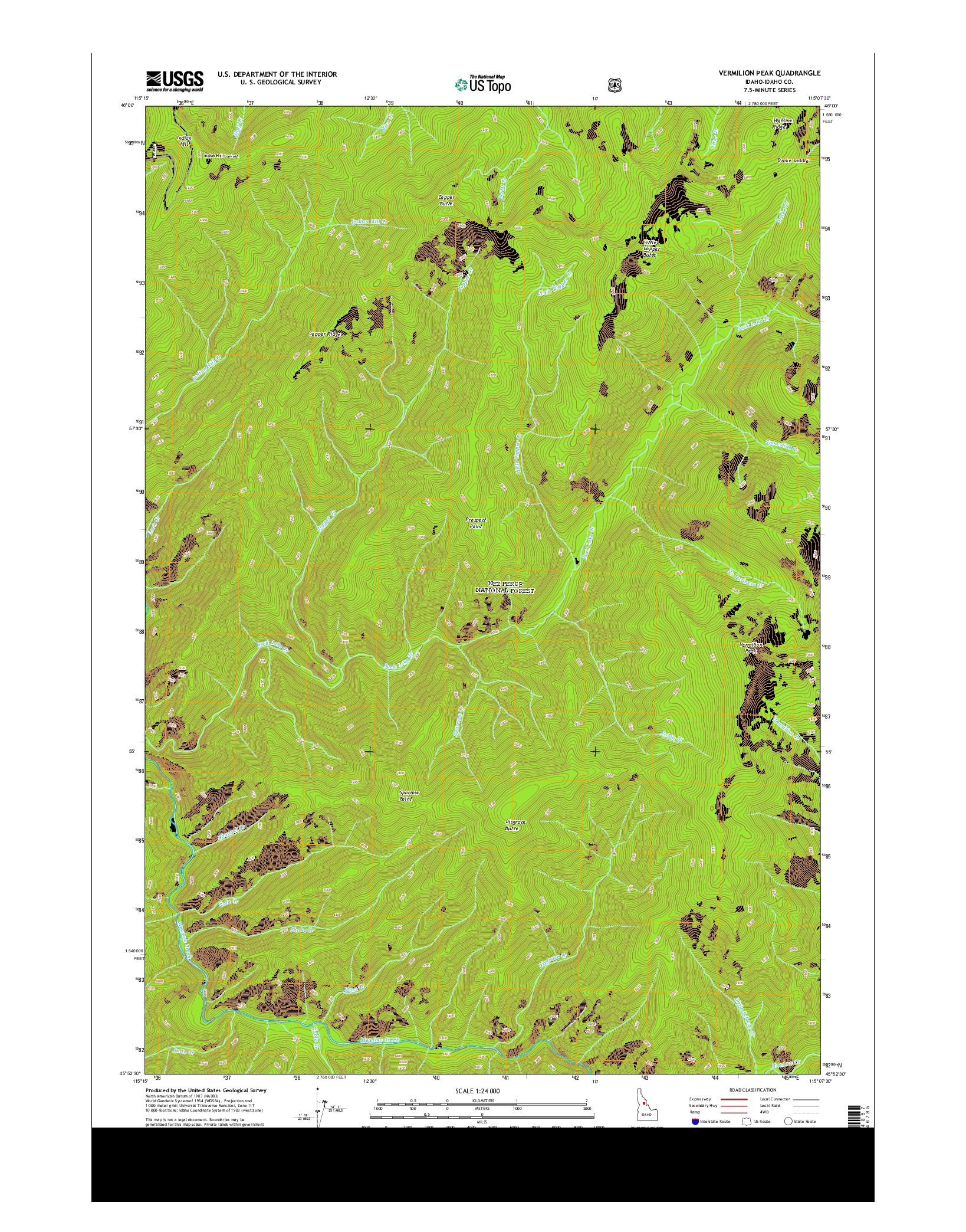 USGS US TOPO 7.5-MINUTE MAP FOR VERMILION PEAK, ID 2013