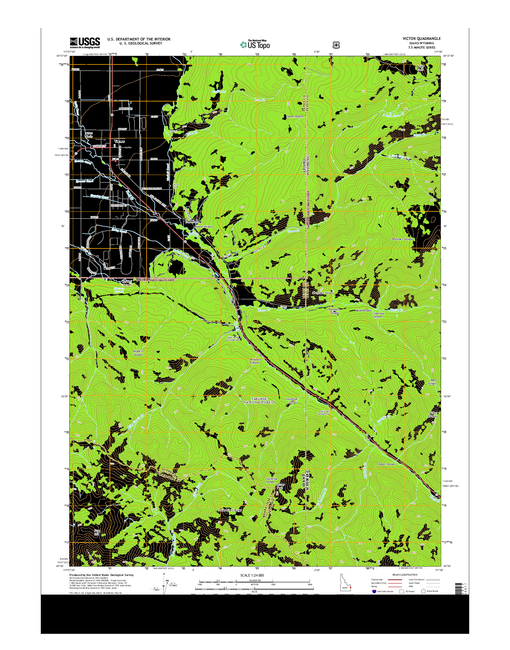 USGS US TOPO 7.5-MINUTE MAP FOR VICTOR, ID-WY 2013