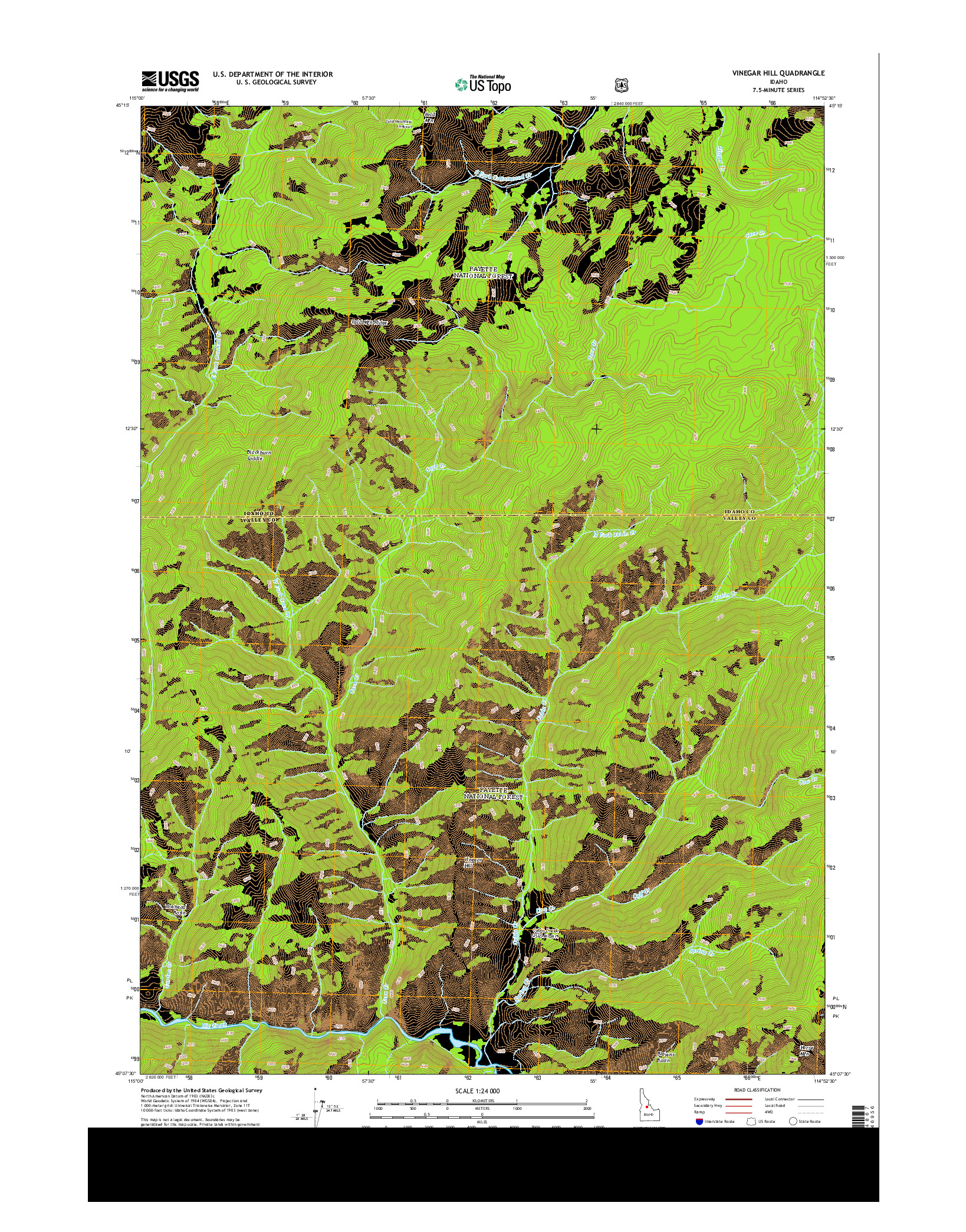 USGS US TOPO 7.5-MINUTE MAP FOR VINEGAR HILL, ID 2013