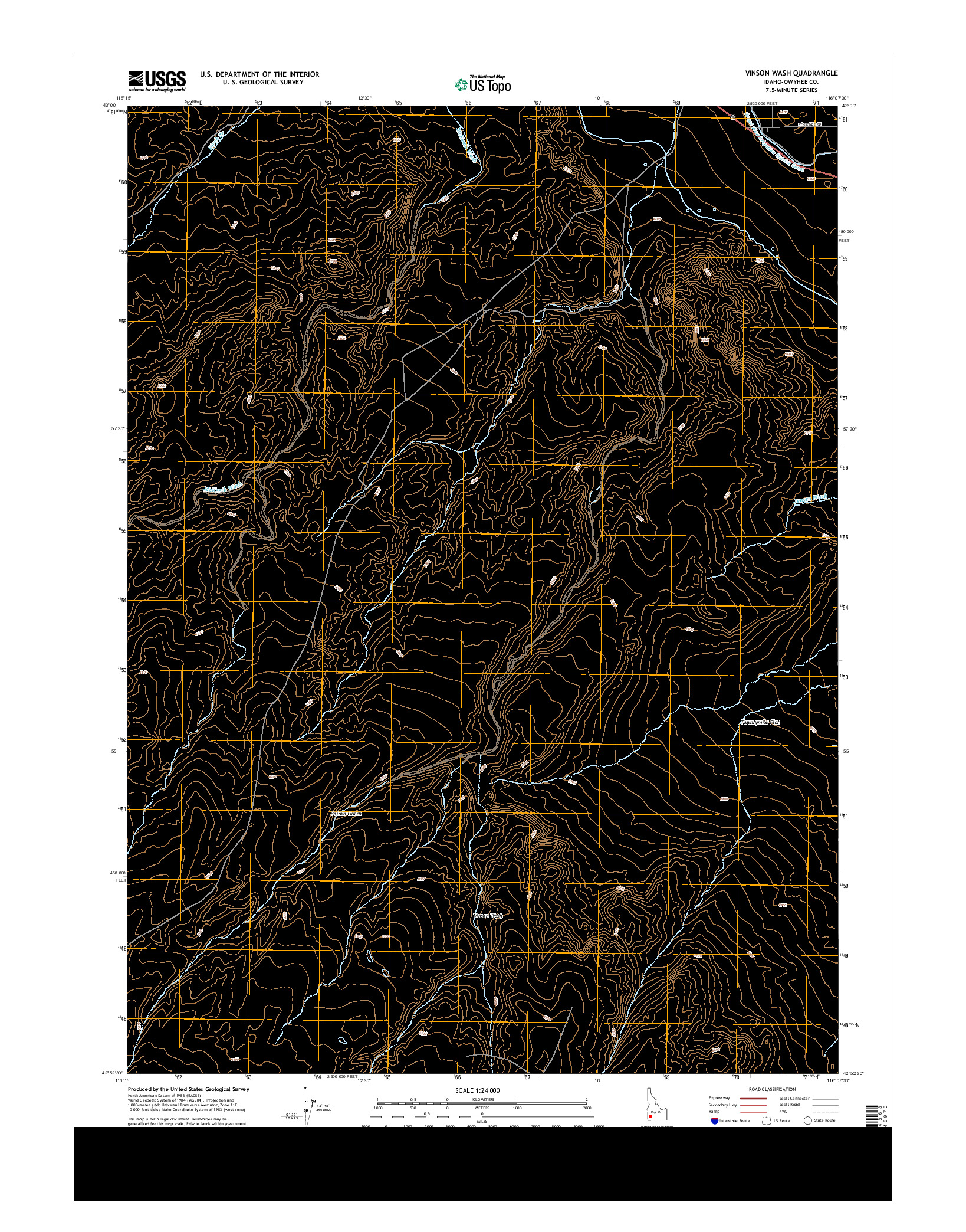 USGS US TOPO 7.5-MINUTE MAP FOR VINSON WASH, ID 2013