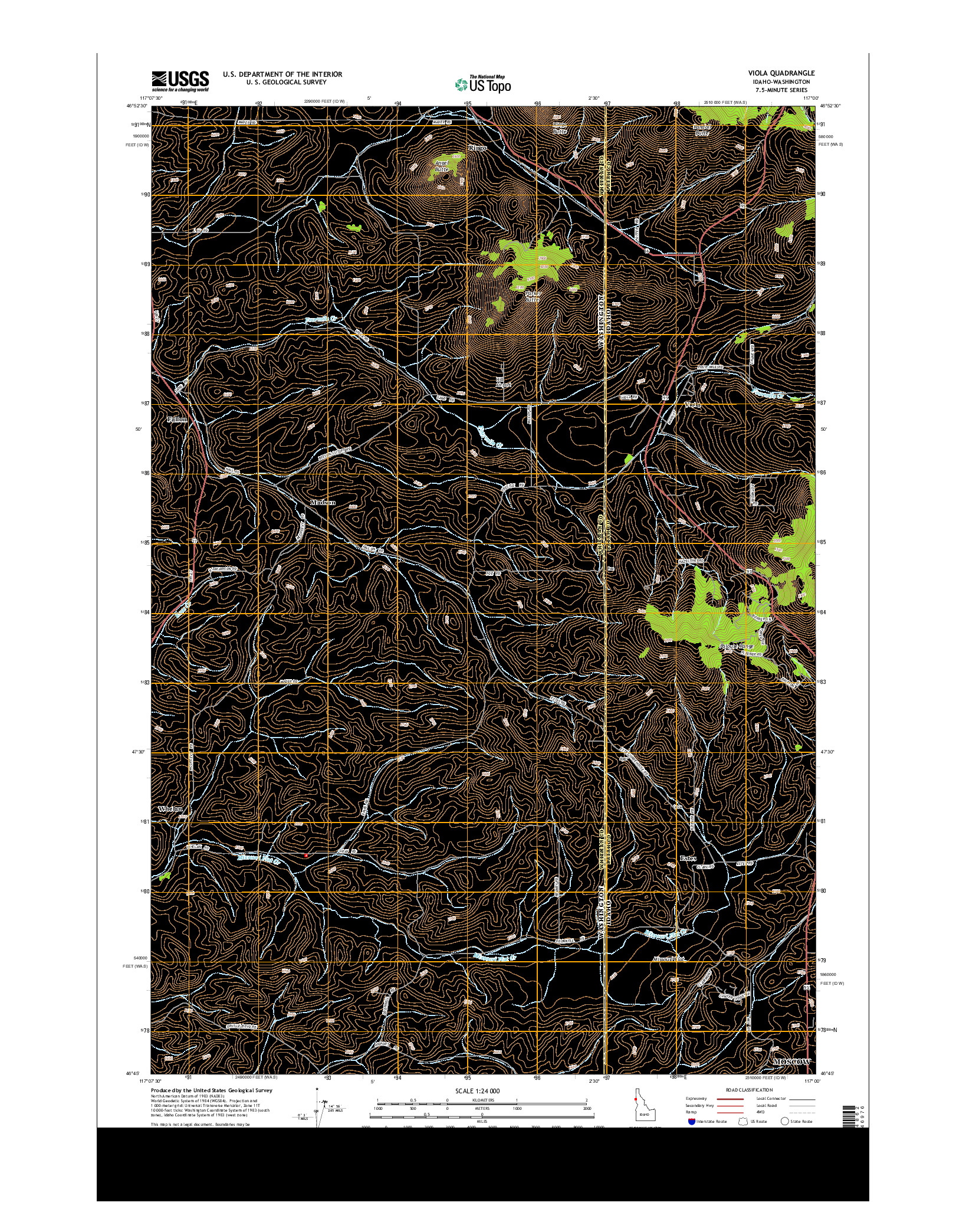 USGS US TOPO 7.5-MINUTE MAP FOR VIOLA, ID-WA 2013