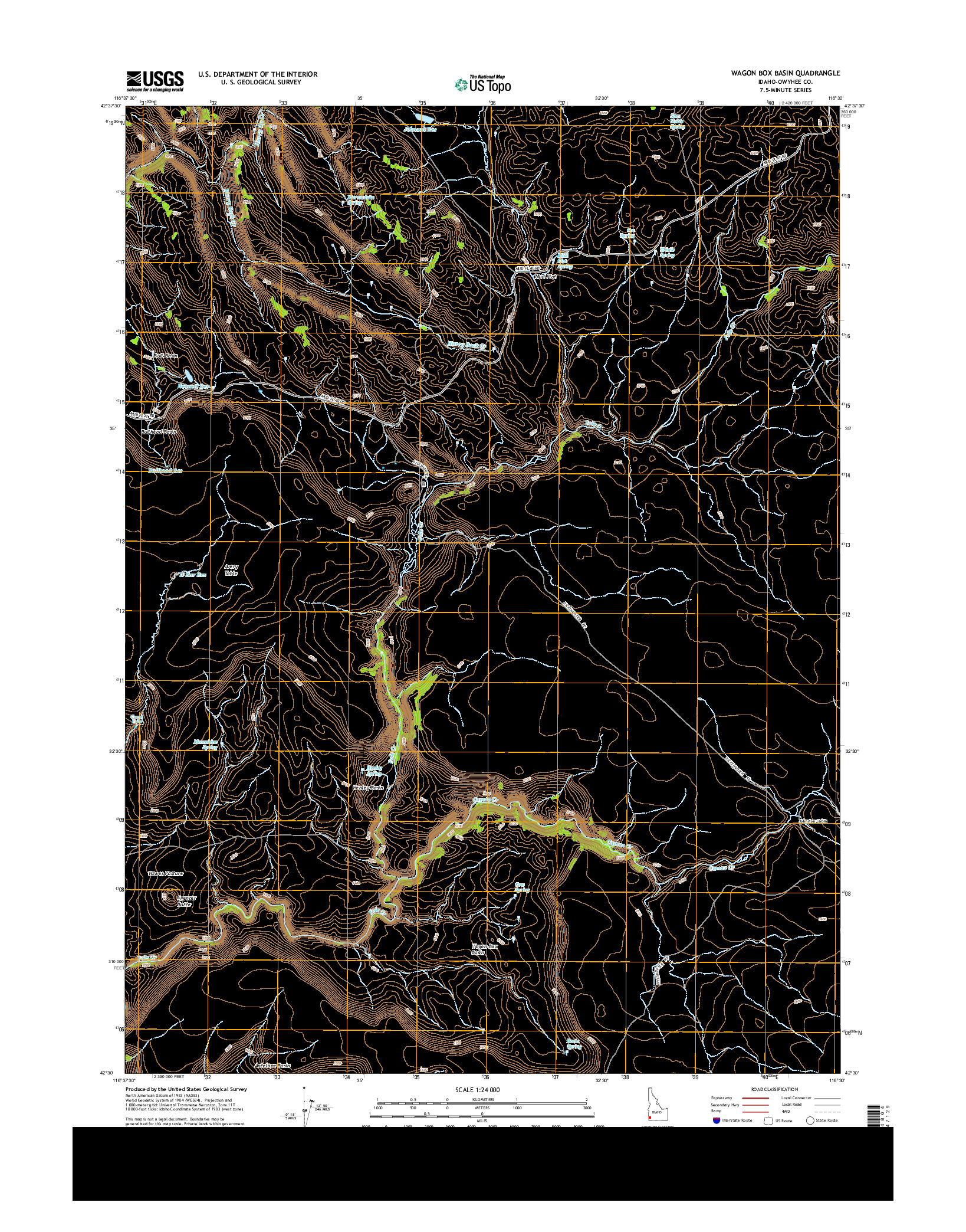 USGS US TOPO 7.5-MINUTE MAP FOR WAGON BOX BASIN, ID 2013