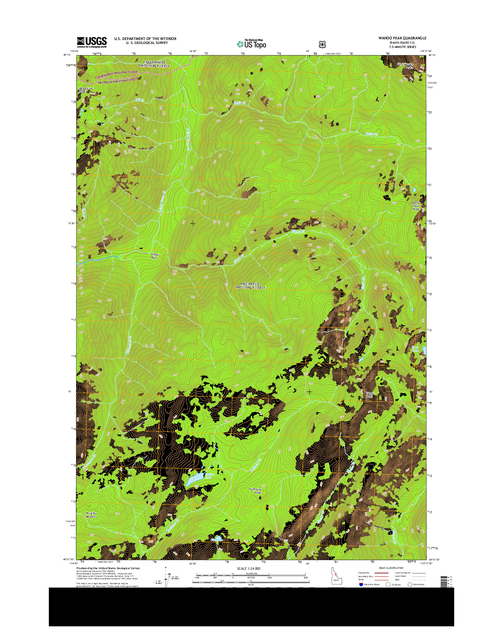 USGS US TOPO 7.5-MINUTE MAP FOR WAHOO PEAK, ID 2013