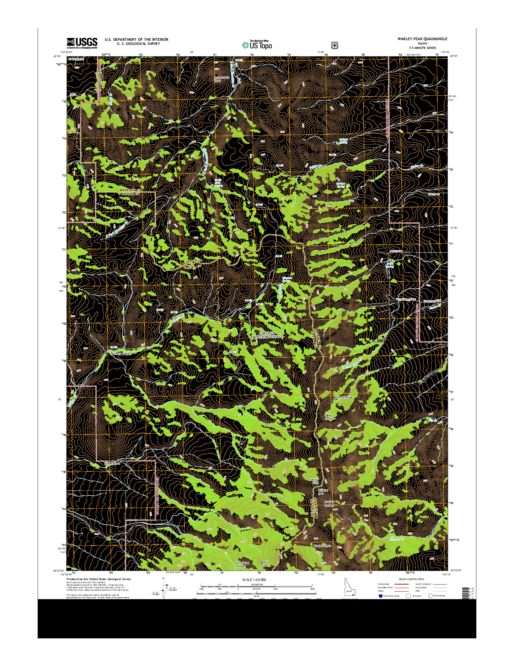 USGS US TOPO 7.5-MINUTE MAP FOR WAKLEY PEAK, ID 2013