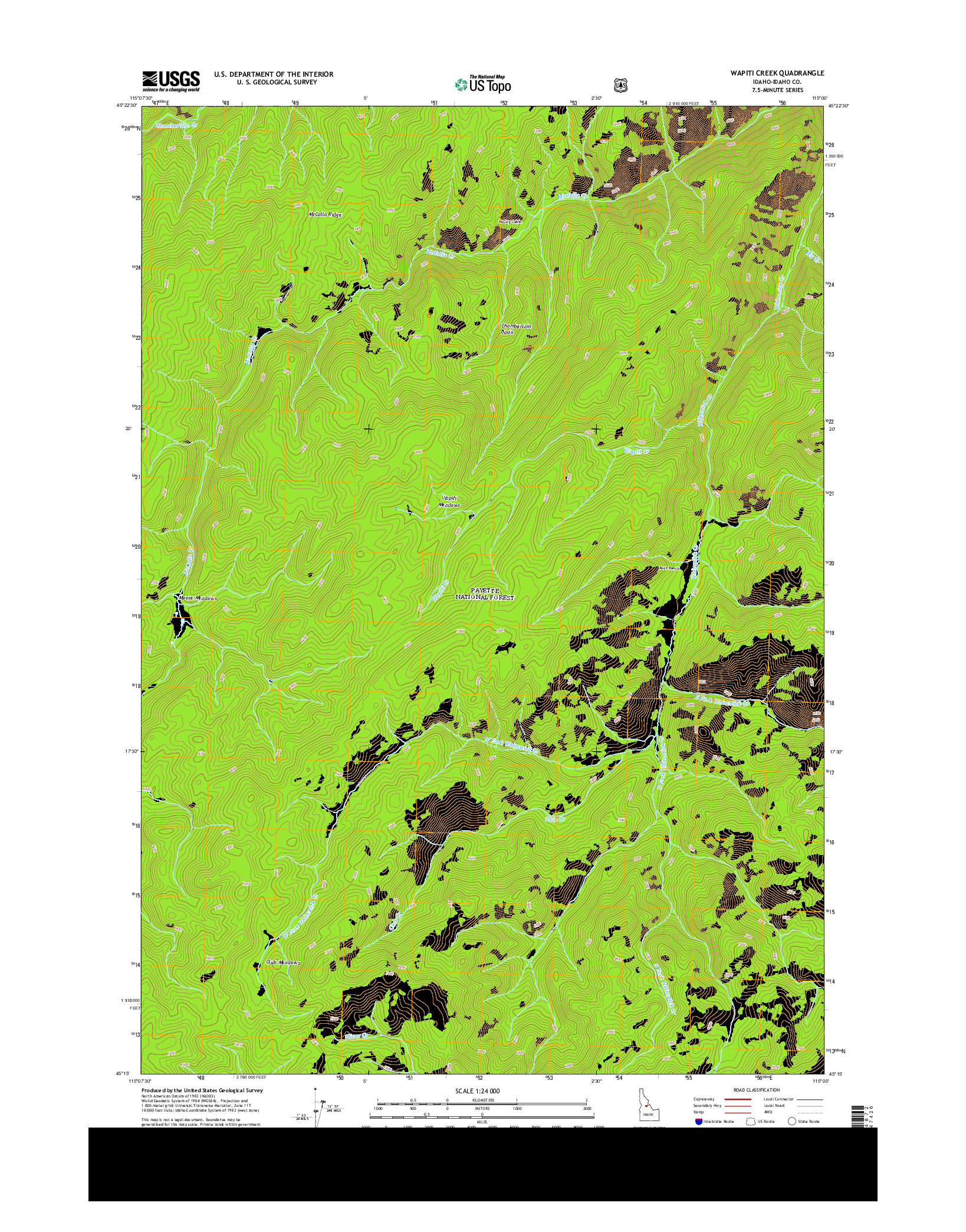 USGS US TOPO 7.5-MINUTE MAP FOR WAPITI CREEK, ID 2013