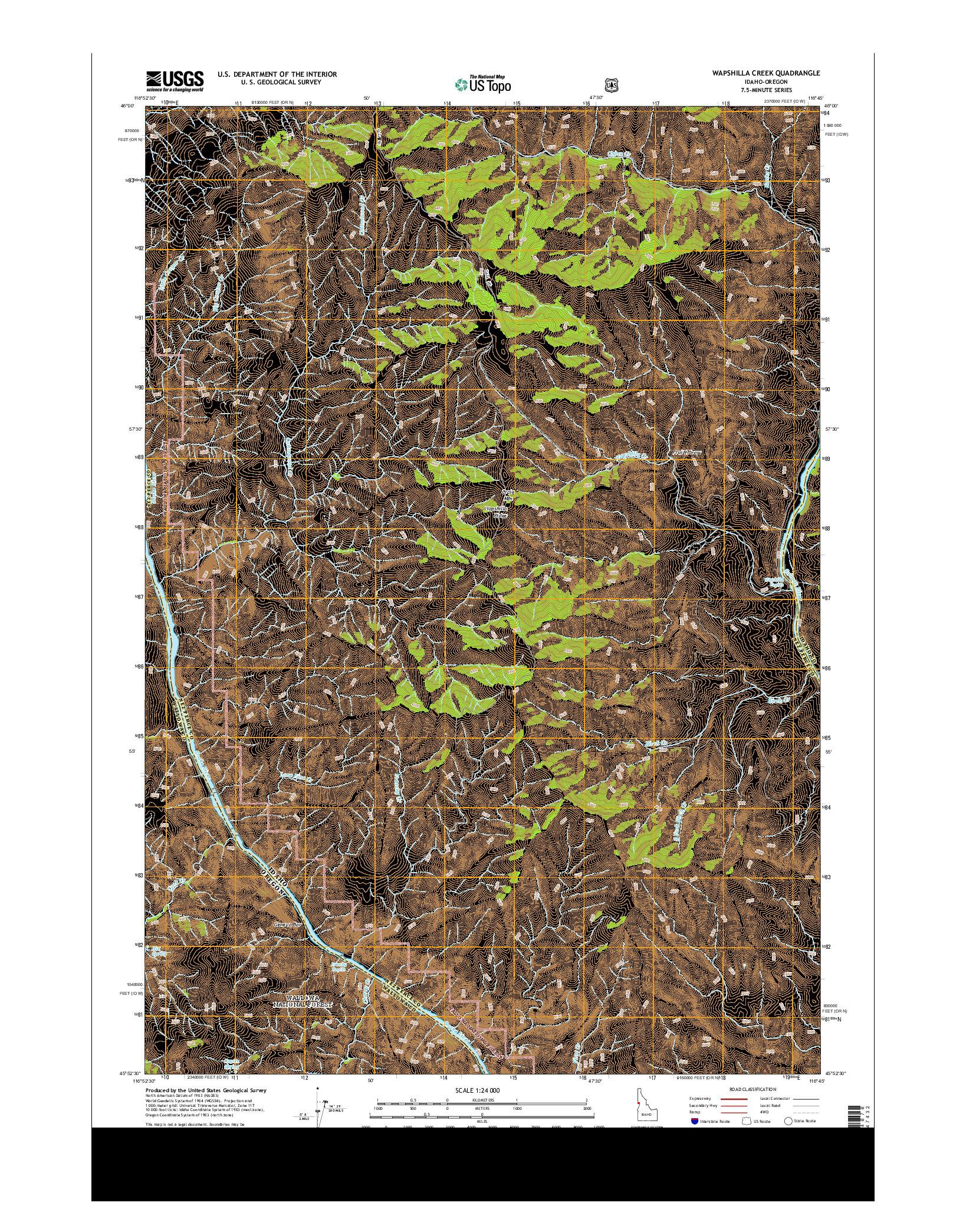 USGS US TOPO 7.5-MINUTE MAP FOR WAPSHILLA CREEK, ID-OR 2013