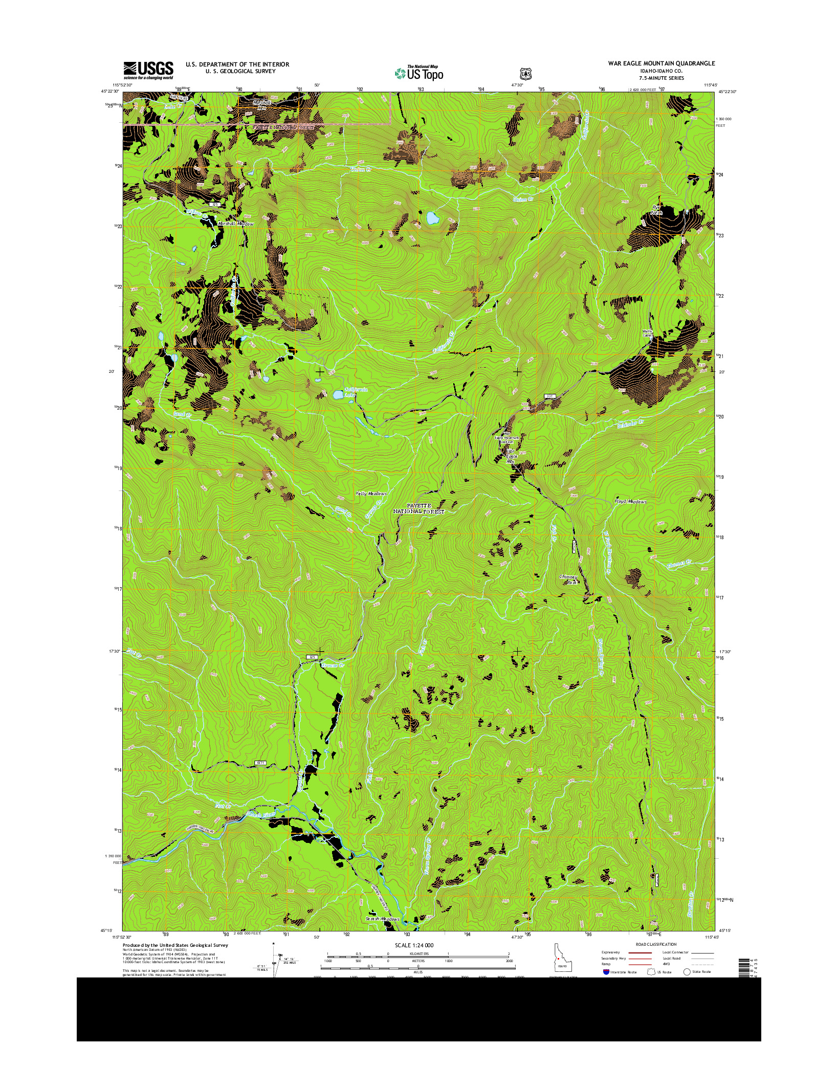 USGS US TOPO 7.5-MINUTE MAP FOR WAR EAGLE MOUNTAIN, ID 2013