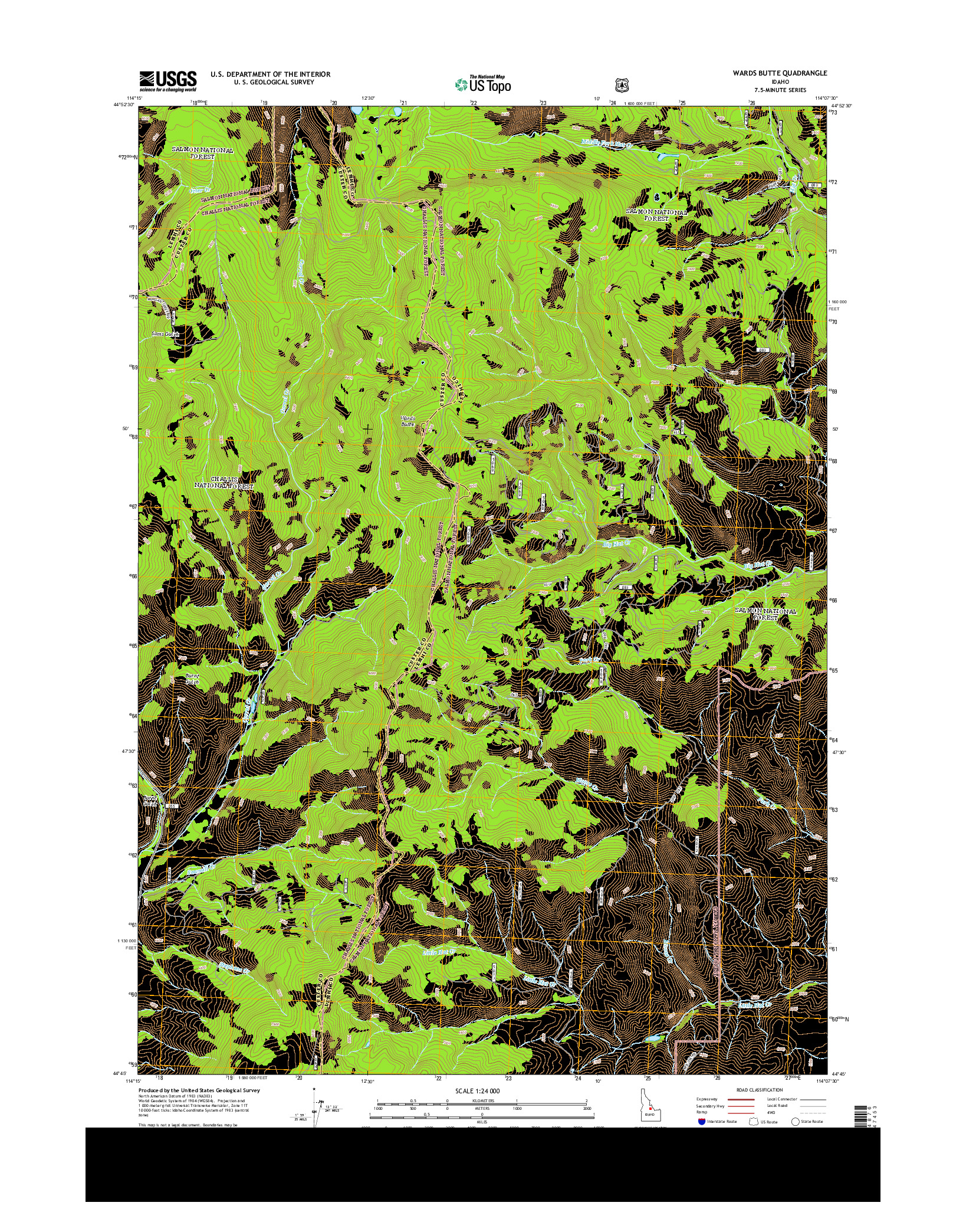 USGS US TOPO 7.5-MINUTE MAP FOR WARDS BUTTE, ID 2013