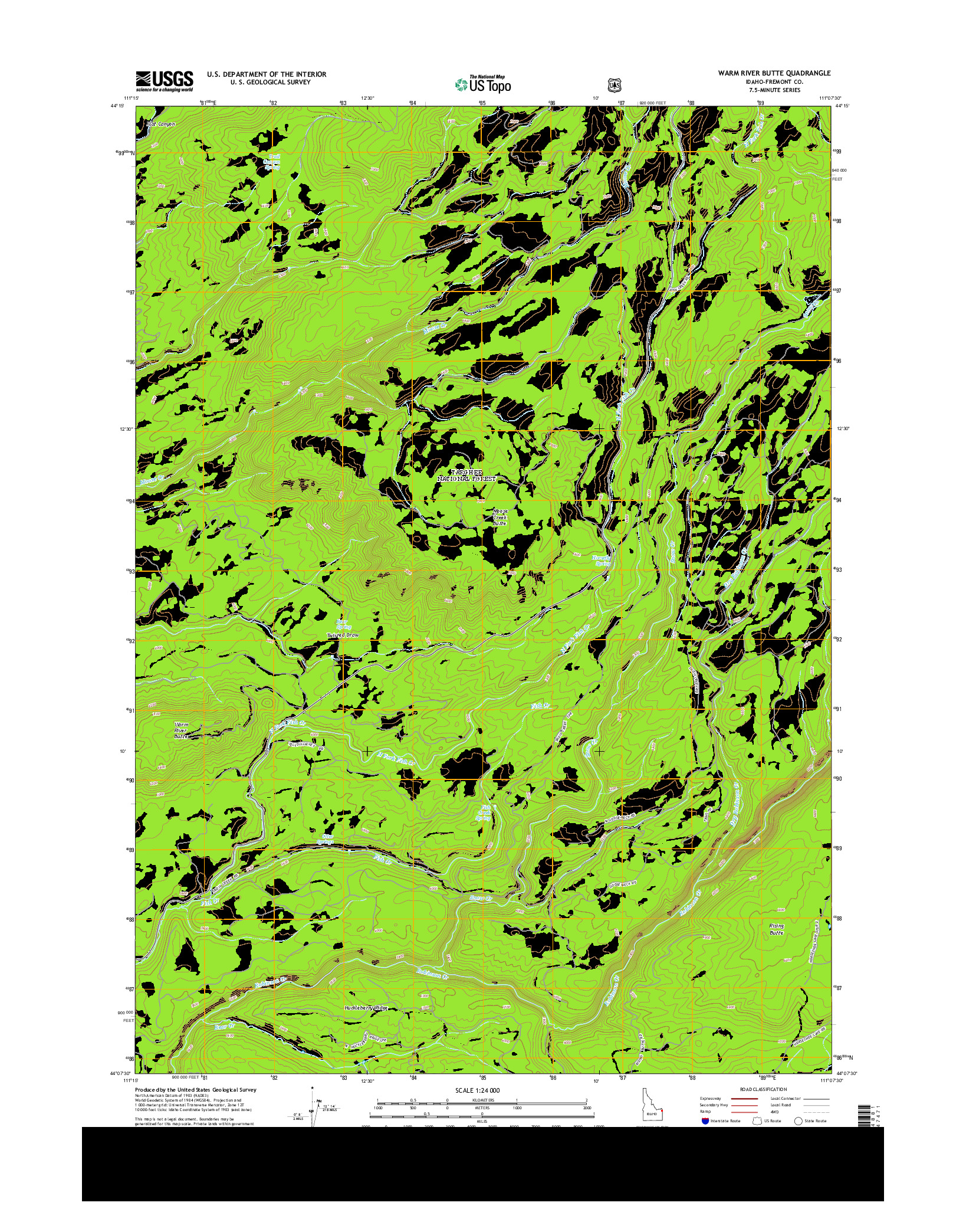 USGS US TOPO 7.5-MINUTE MAP FOR WARM RIVER BUTTE, ID 2013