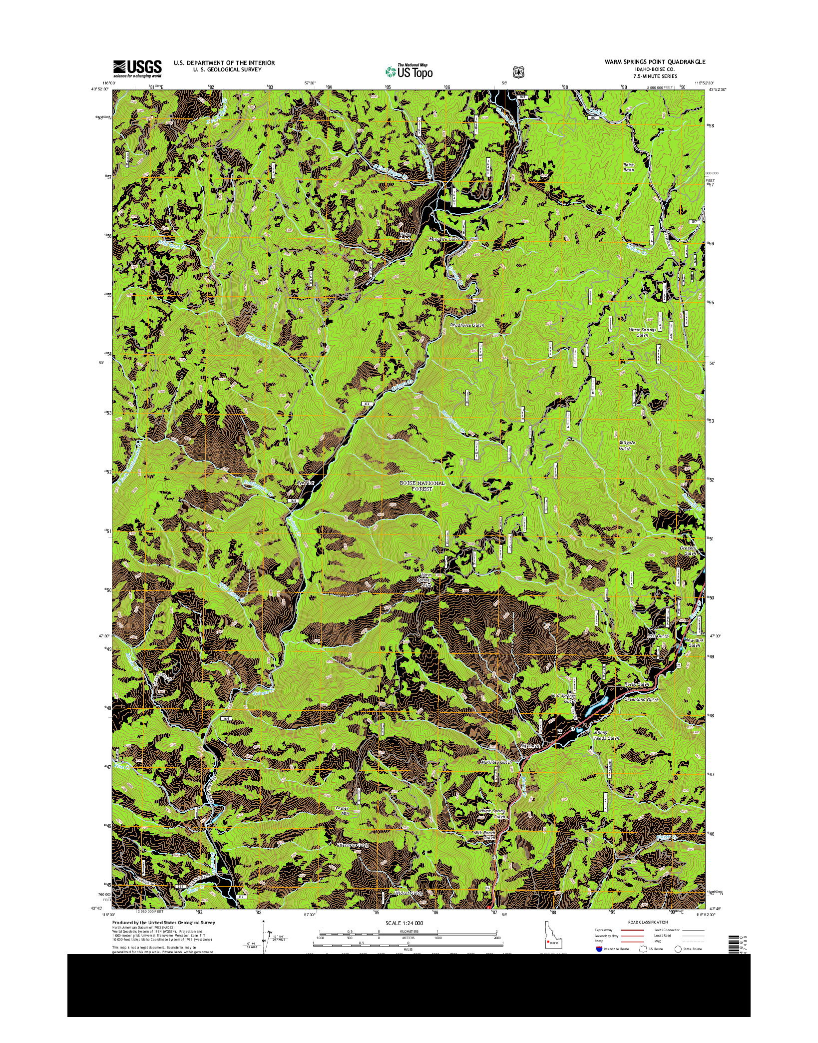 USGS US TOPO 7.5-MINUTE MAP FOR WARM SPRINGS POINT, ID 2013