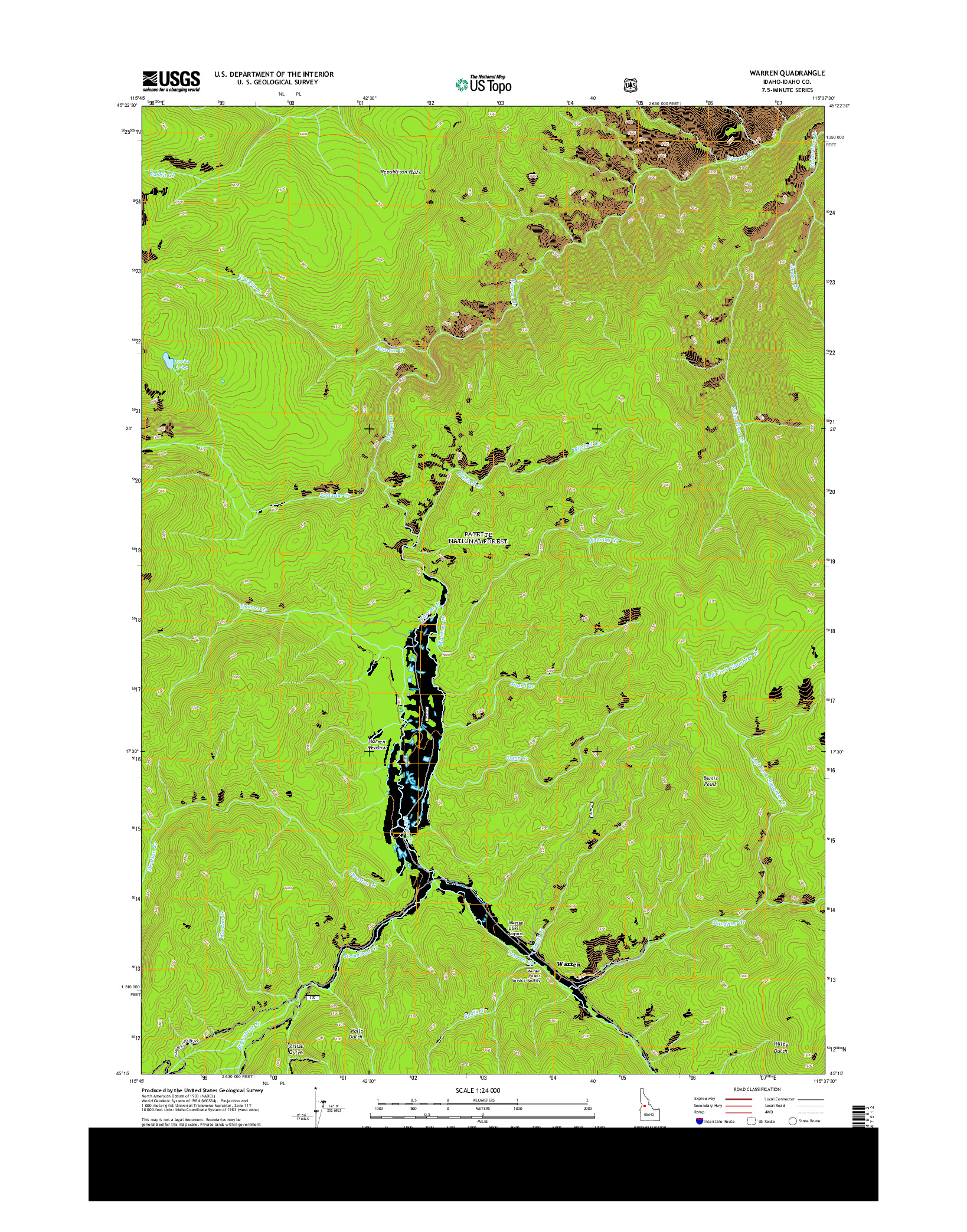 USGS US TOPO 7.5-MINUTE MAP FOR WARREN, ID 2013