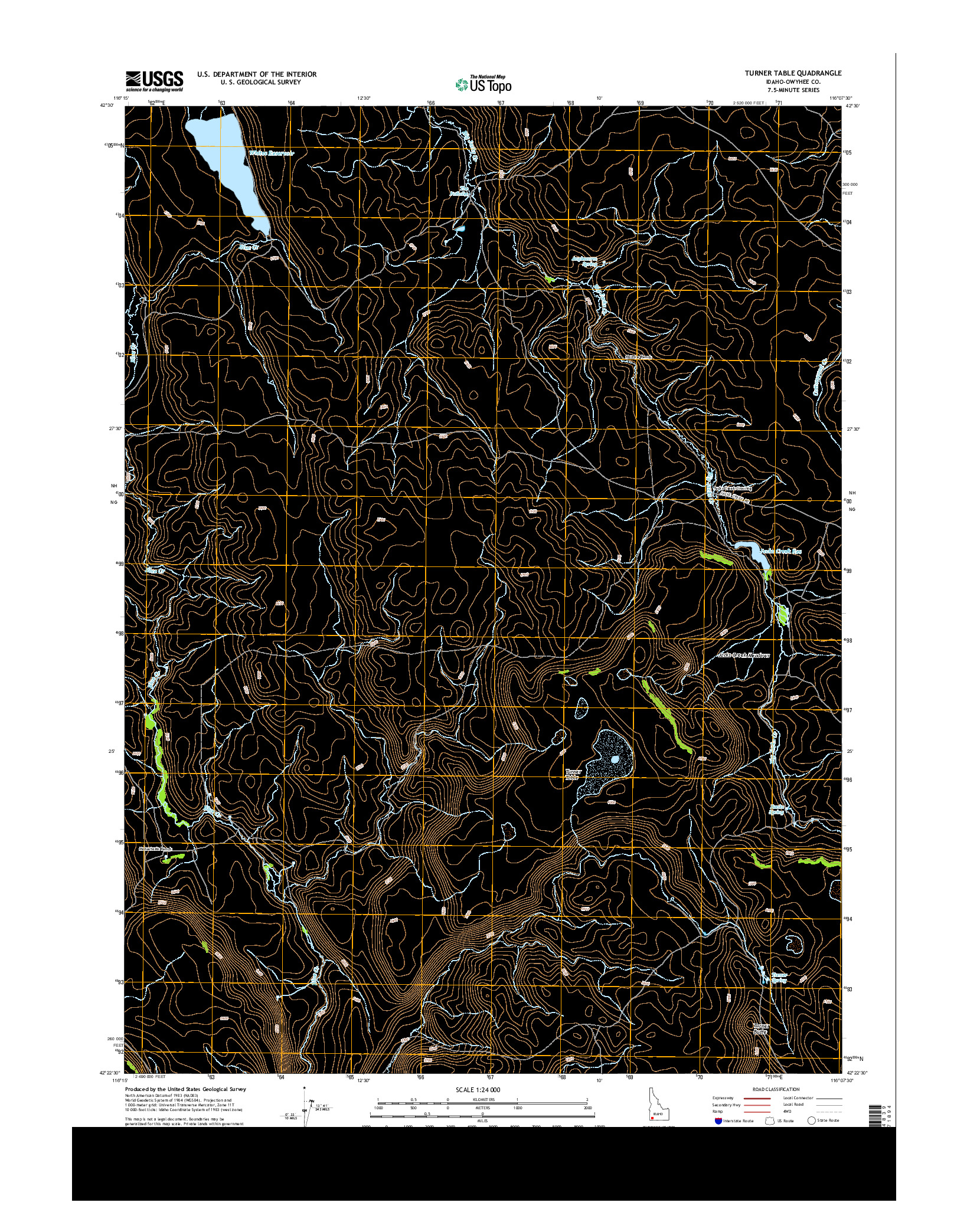 USGS US TOPO 7.5-MINUTE MAP FOR TURNER TABLE, ID 2013