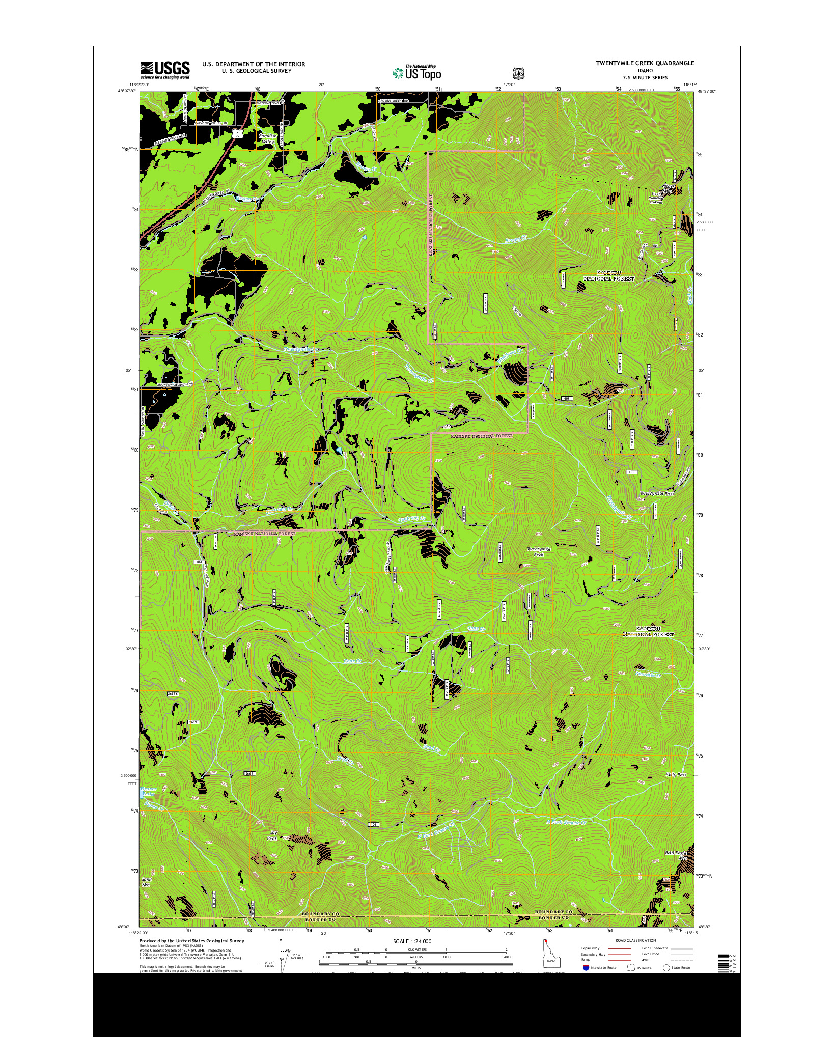 USGS US TOPO 7.5-MINUTE MAP FOR TWENTYMILE CREEK, ID 2013