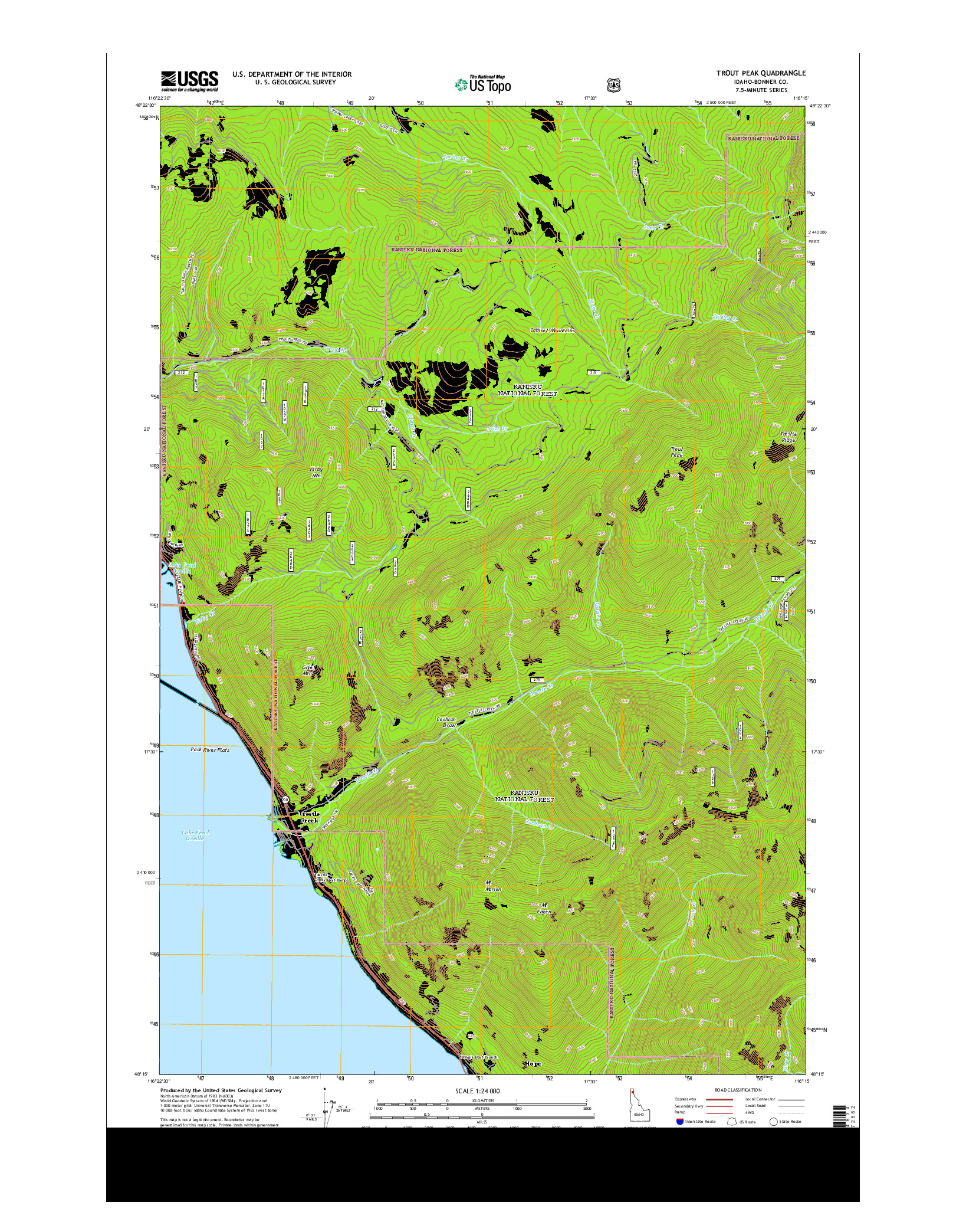 USGS US TOPO 7.5-MINUTE MAP FOR TROUT PEAK, ID 2013