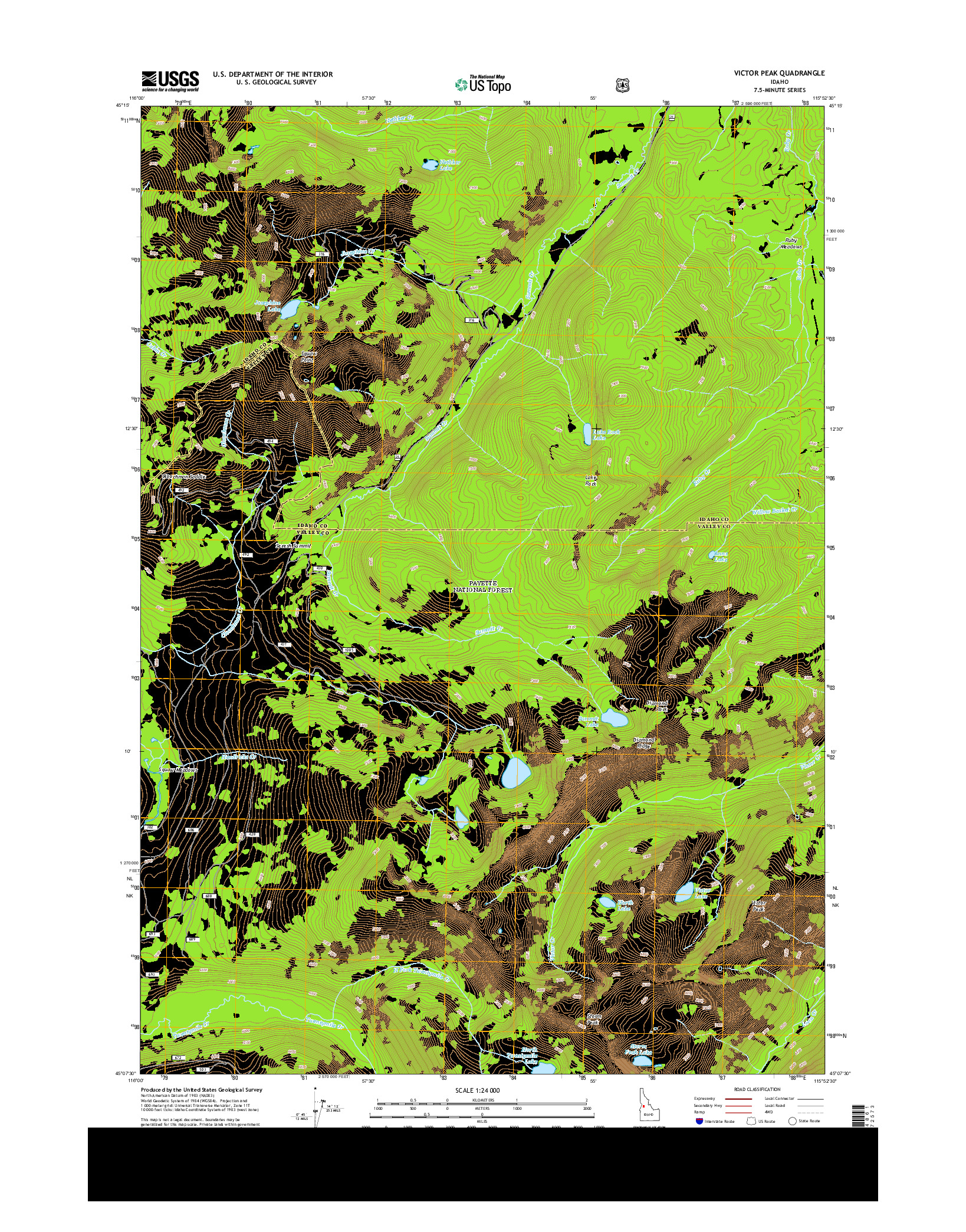 USGS US TOPO 7.5-MINUTE MAP FOR VICTOR PEAK, ID 2013