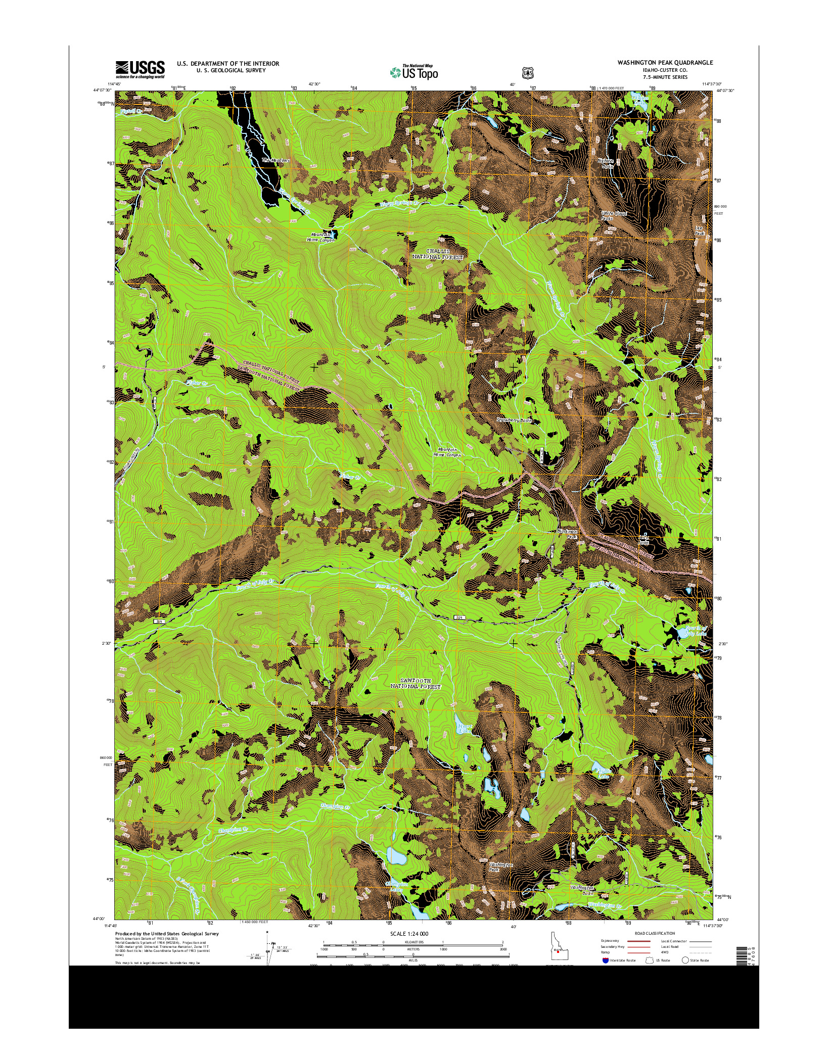 USGS US TOPO 7.5-MINUTE MAP FOR WASHINGTON PEAK, ID 2013