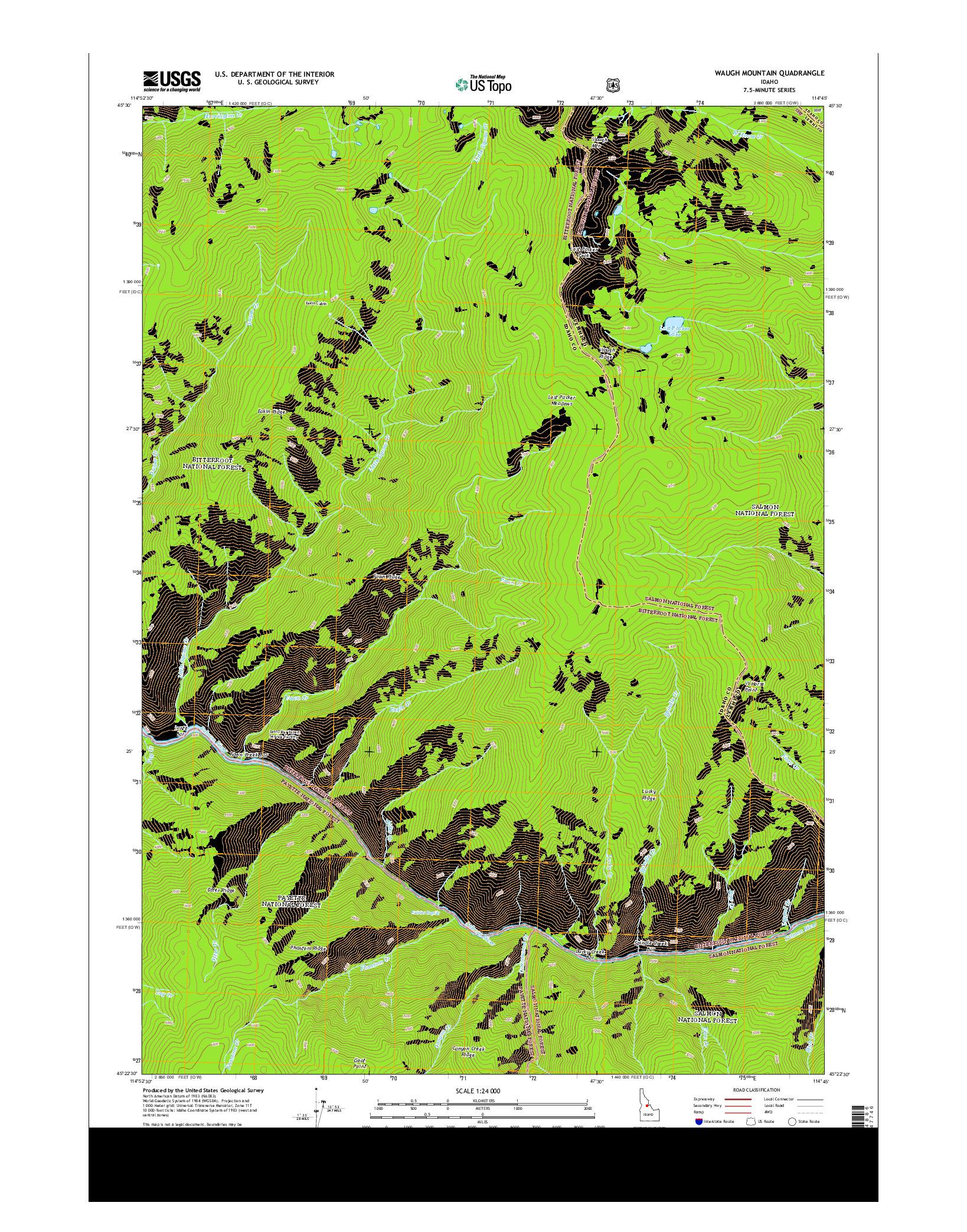 USGS US TOPO 7.5-MINUTE MAP FOR WAUGH MOUNTAIN, ID 2013