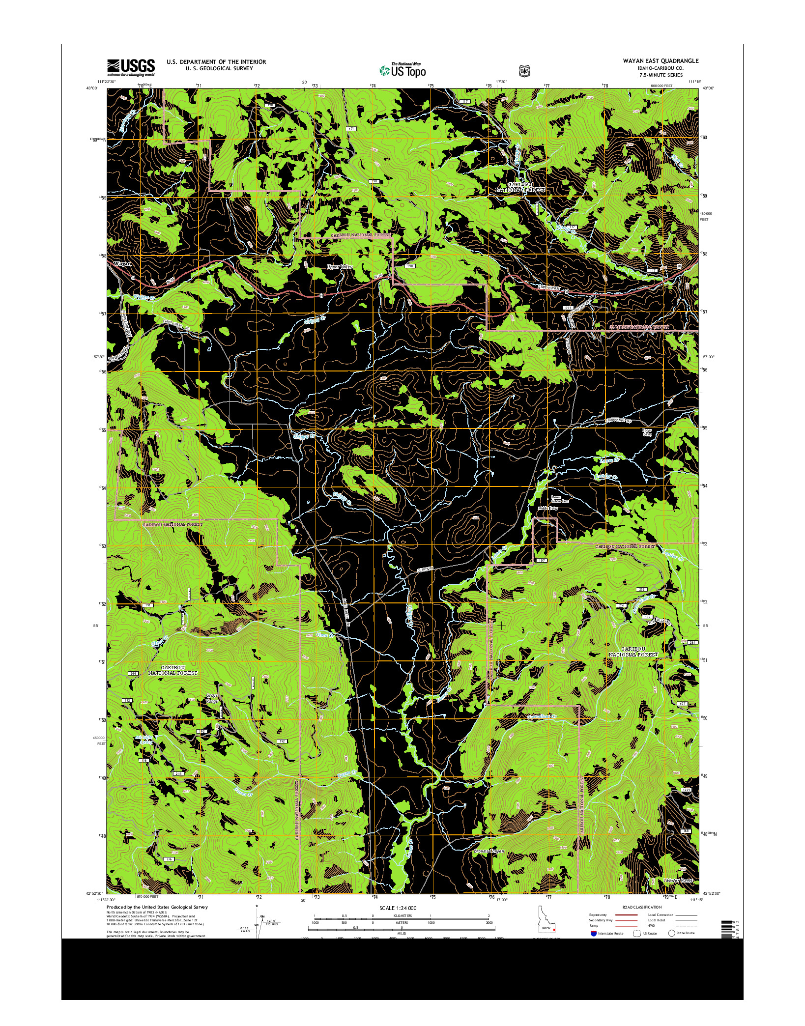 USGS US TOPO 7.5-MINUTE MAP FOR WAYAN EAST, ID 2013