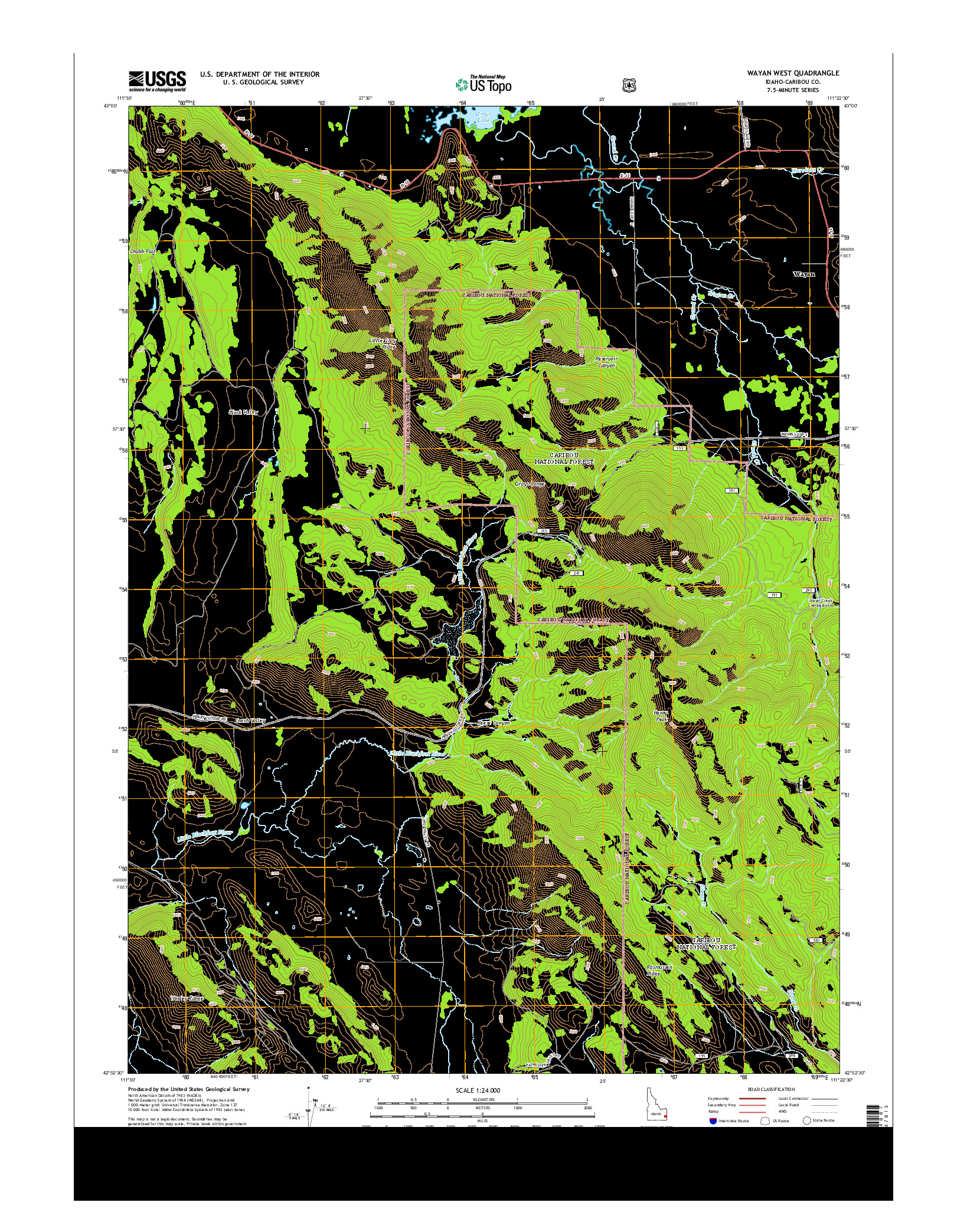 USGS US TOPO 7.5-MINUTE MAP FOR WAYAN WEST, ID 2013