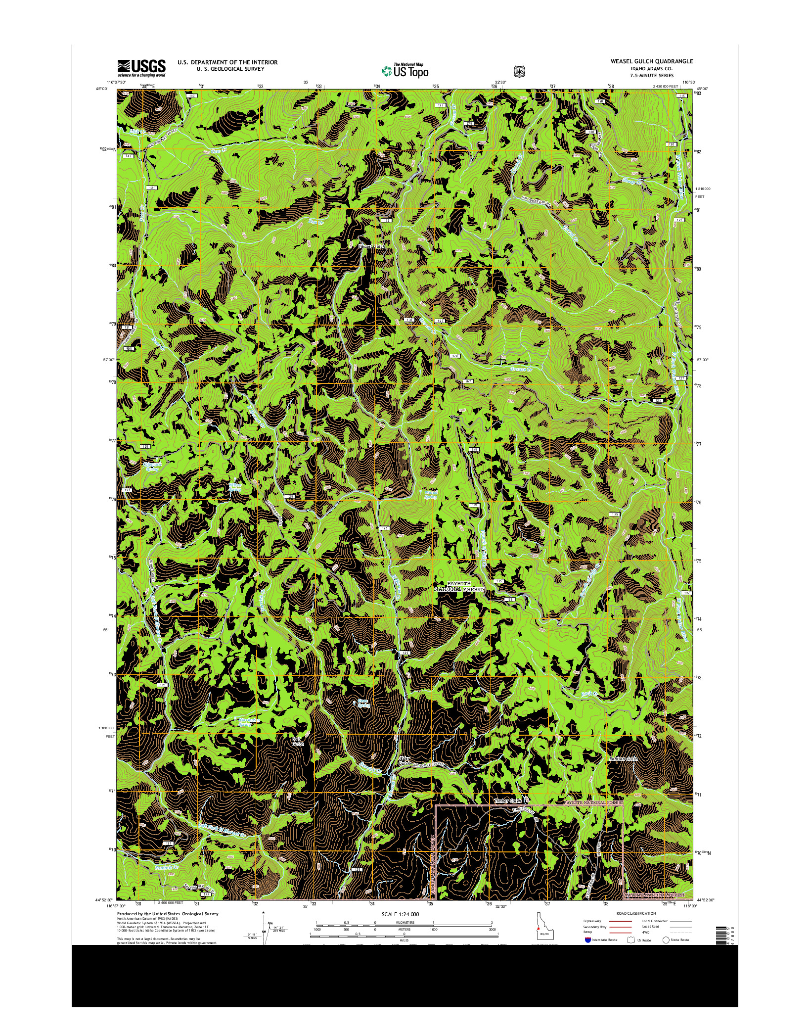 USGS US TOPO 7.5-MINUTE MAP FOR WEASEL GULCH, ID 2013