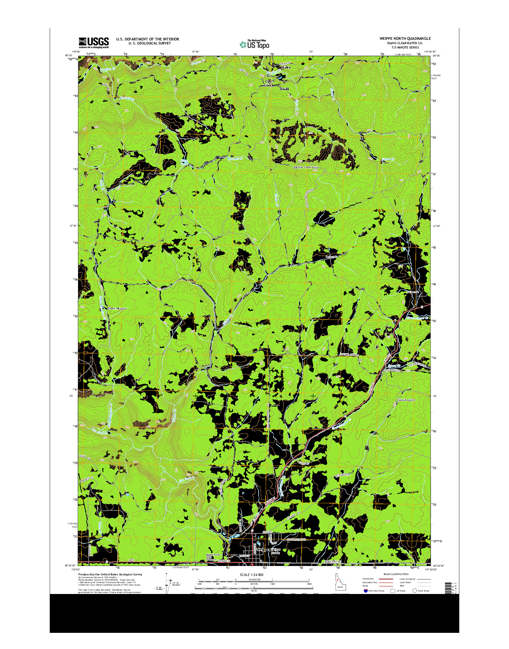 USGS US TOPO 7.5-MINUTE MAP FOR WEIPPE NORTH, ID 2013