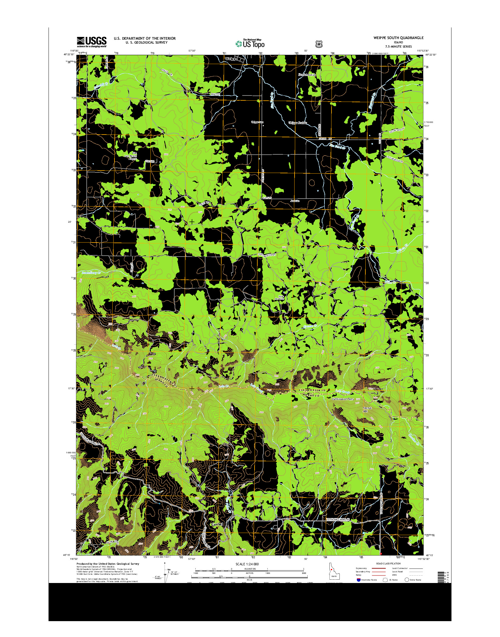 USGS US TOPO 7.5-MINUTE MAP FOR WEIPPE SOUTH, ID 2013