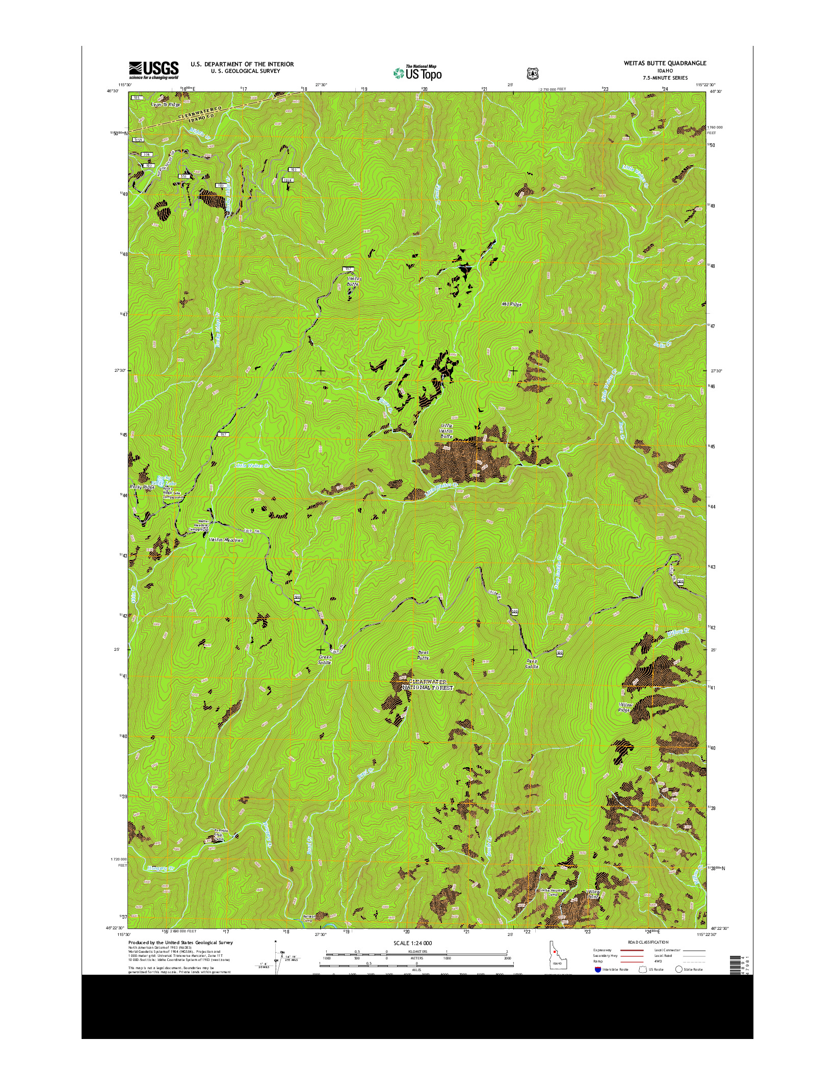 USGS US TOPO 7.5-MINUTE MAP FOR WEITAS BUTTE, ID 2013