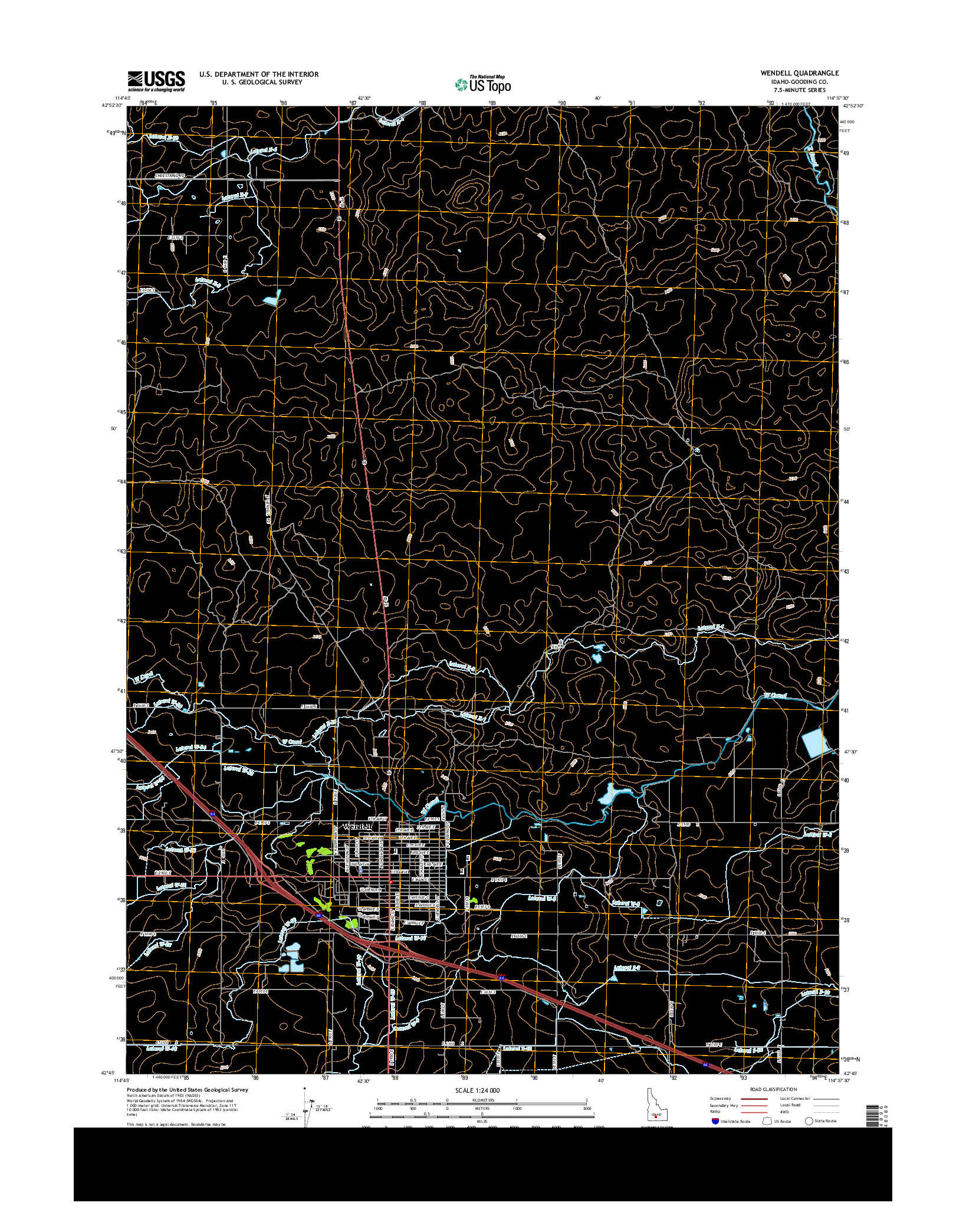 USGS US TOPO 7.5-MINUTE MAP FOR WENDELL, ID 2013
