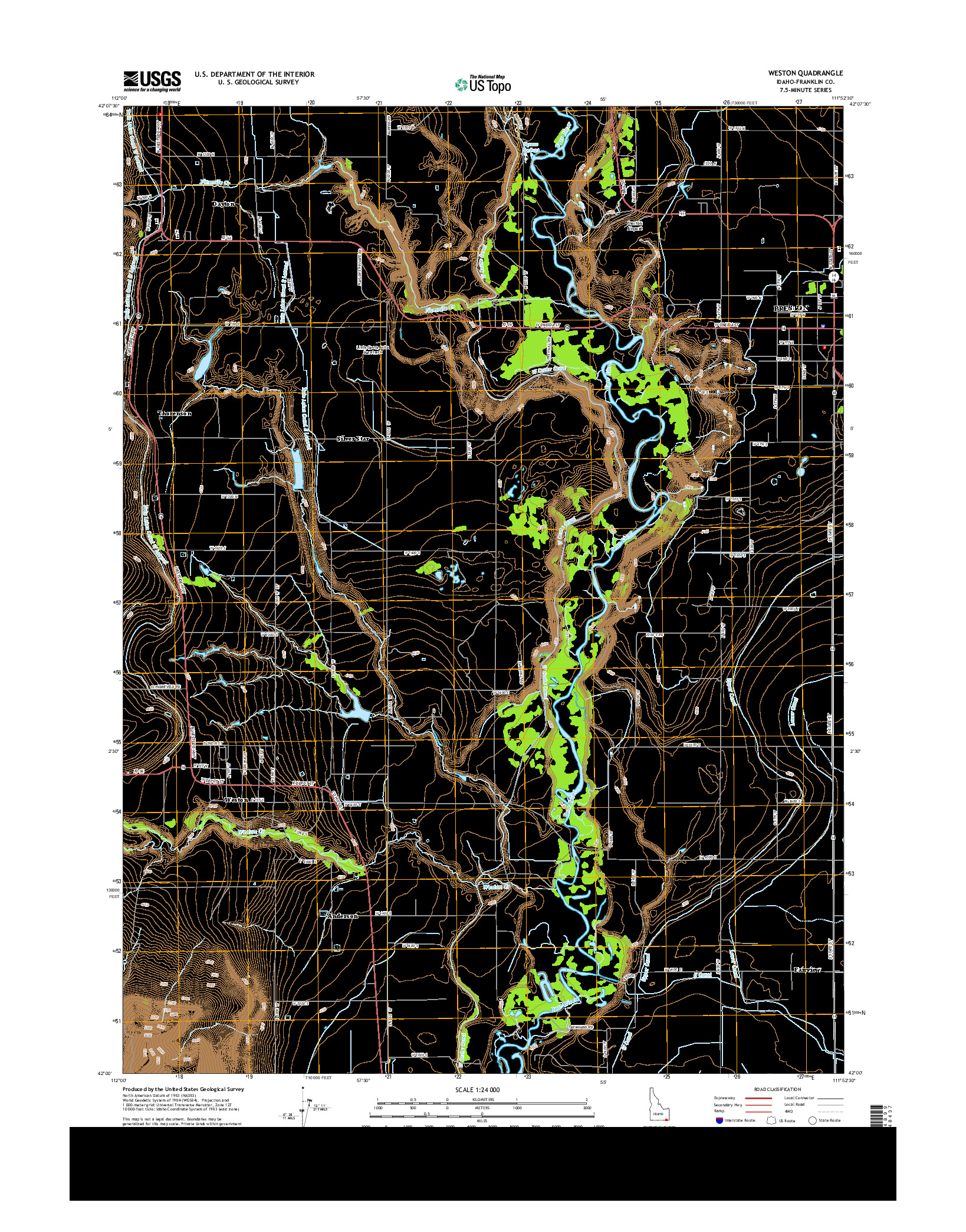 USGS US TOPO 7.5-MINUTE MAP FOR WESTON, ID 2013