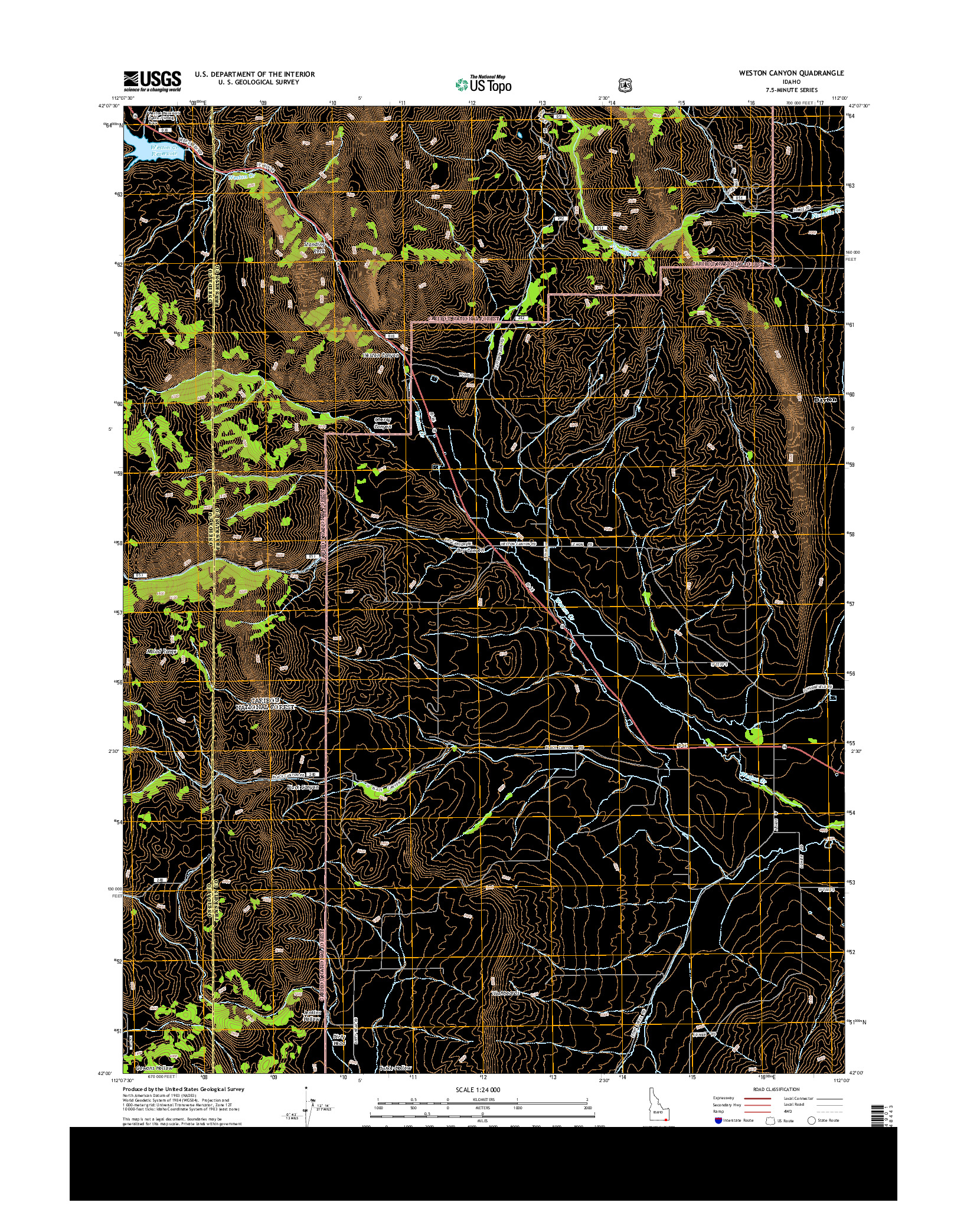 USGS US TOPO 7.5-MINUTE MAP FOR WESTON CANYON, ID 2013